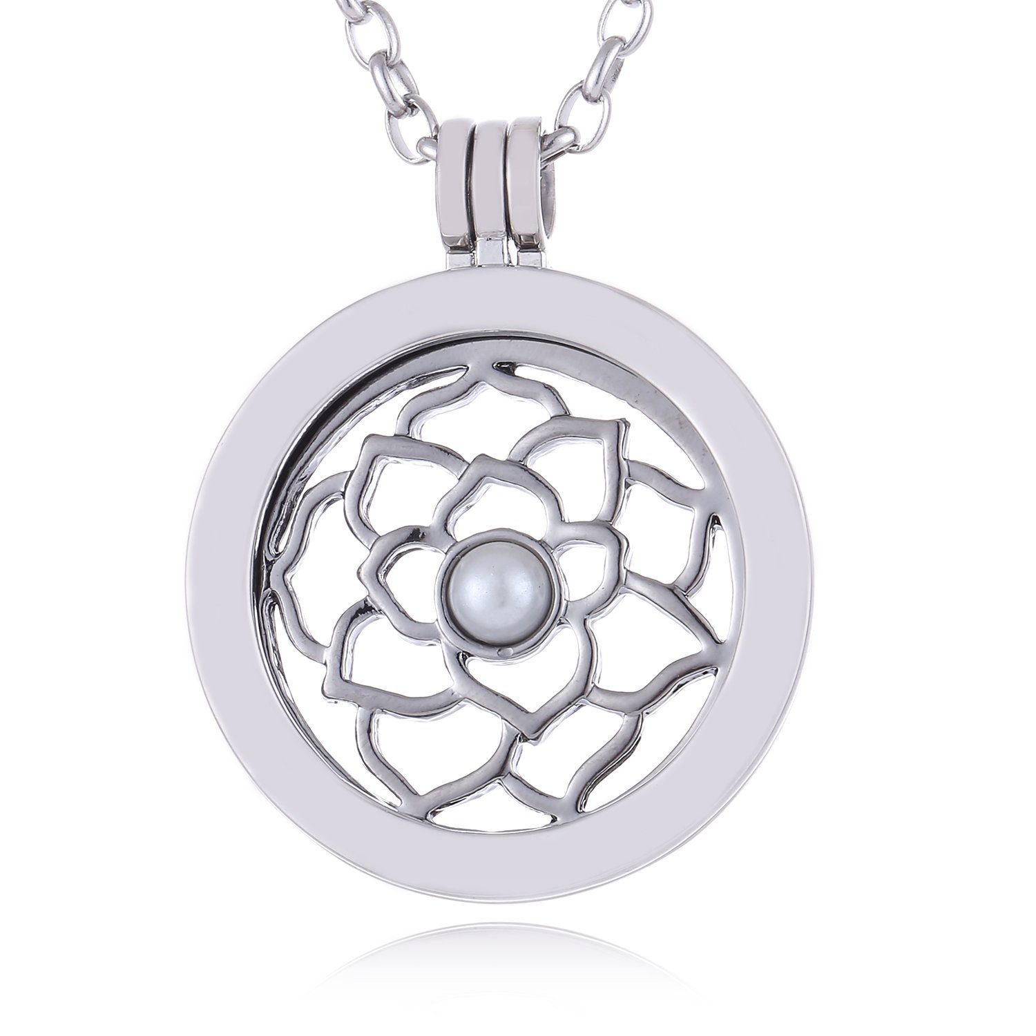 silber Blüte mit weißer Perle