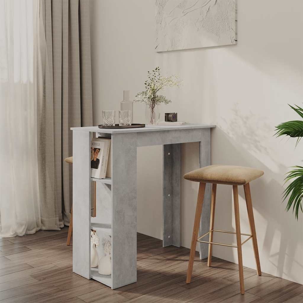 furnicato Bartisch Stehtisch Betongrau 102 x 50 x 103,5 cm aus Holzwerkstoff (1-St), Stabiler Bistrotisch mit drei Ablagen für Küche oder Essbereich