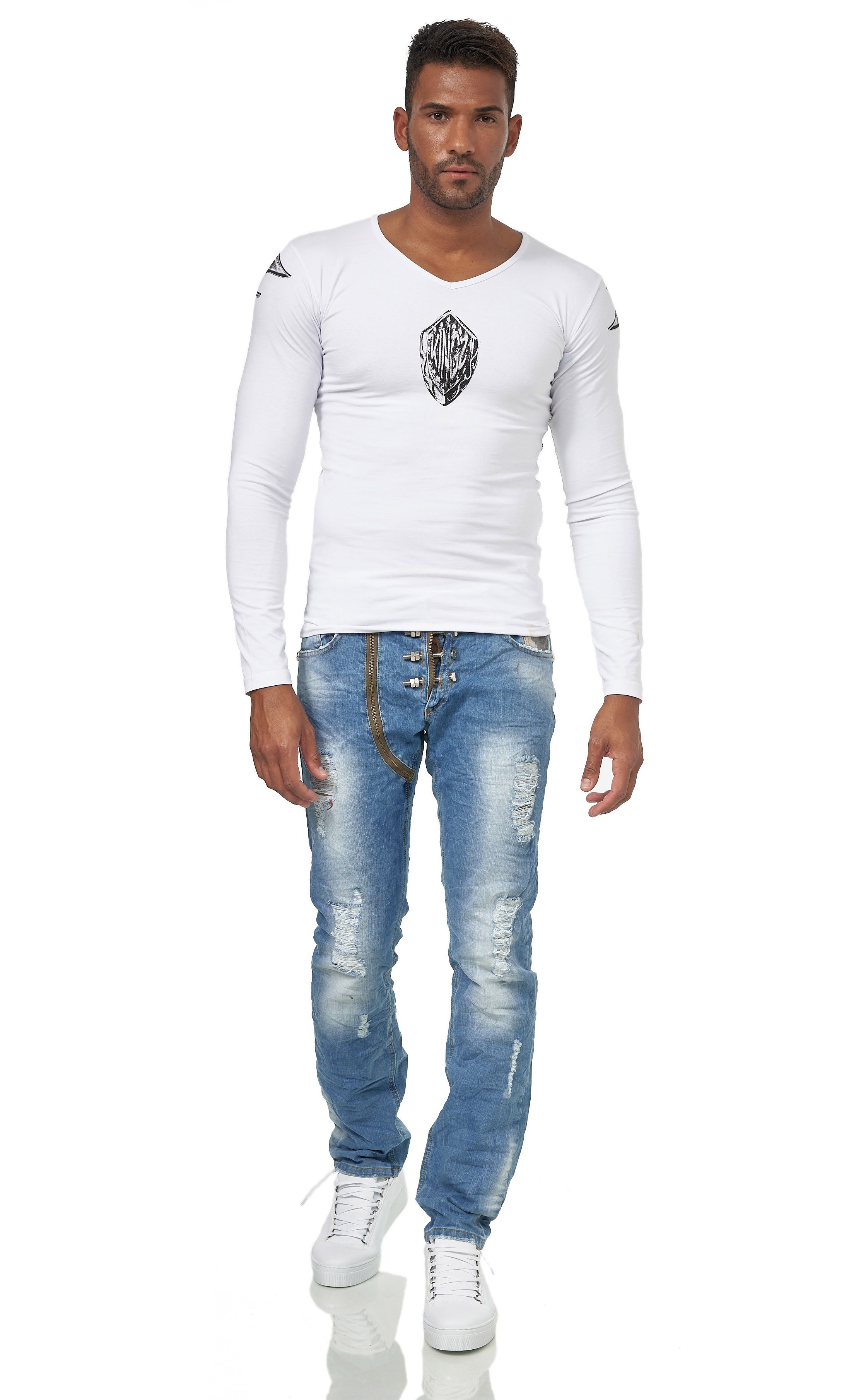 Herren Jeans KINGZ Bequeme Jeans mit toller Retroverwaschung