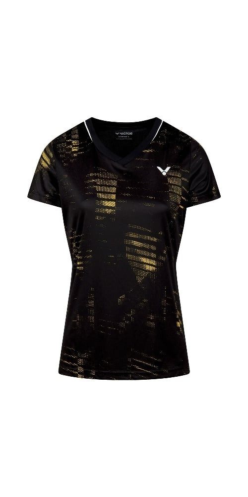 VICTOR T-Shirt Sport-Shirt T-54102 C (100% Polyester) schwarz/gelb Damen