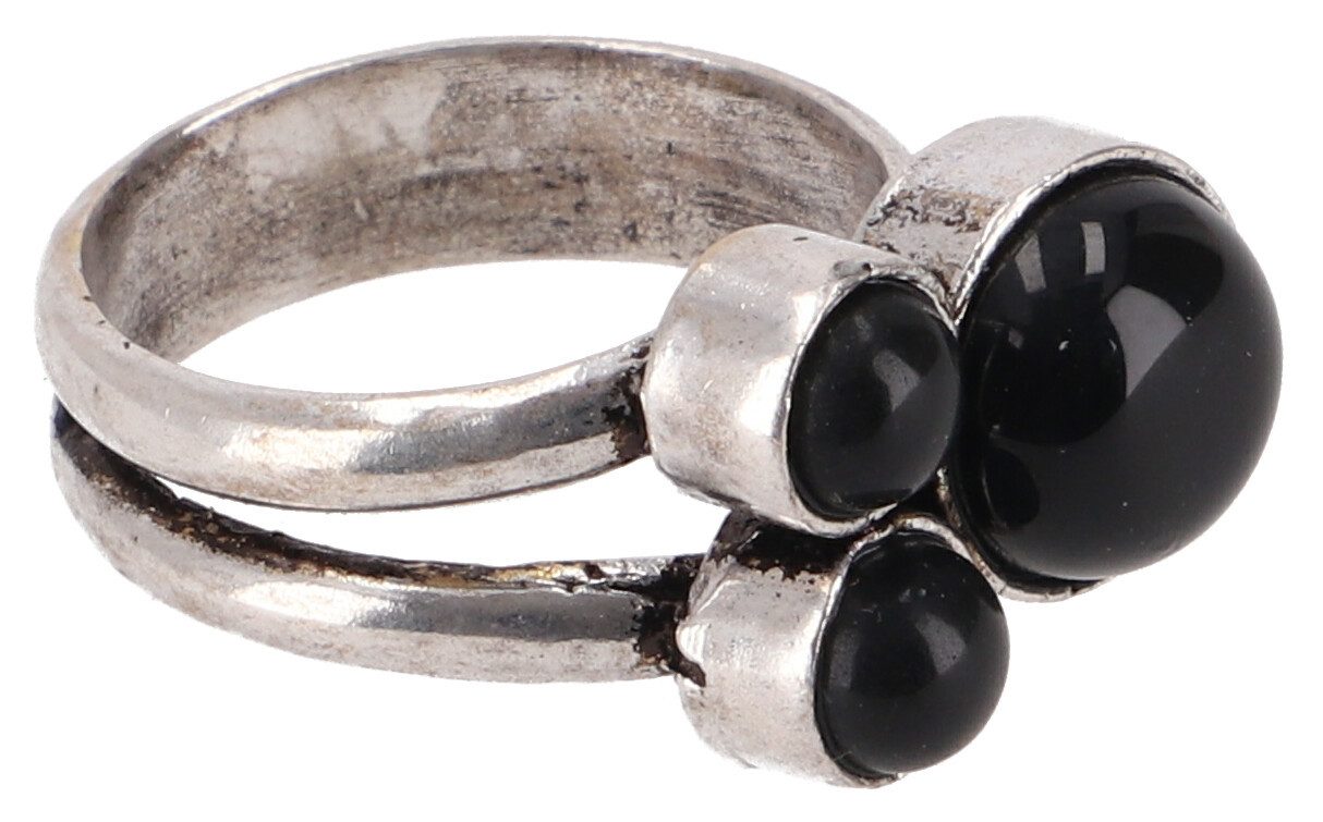 Guru-Shop Fingerring Modeschmuck Ring, Boho Ring - Onyx/silberfarben