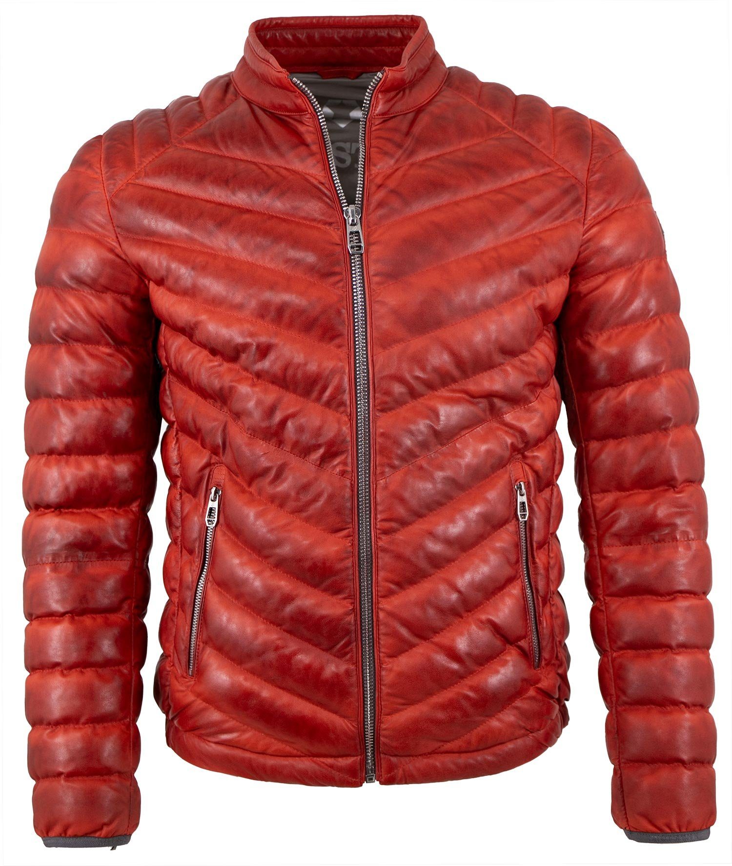 Milestone Lederjacke MSIseo Milestone - Herren Echtleder Lederjacke Lammnappa rot