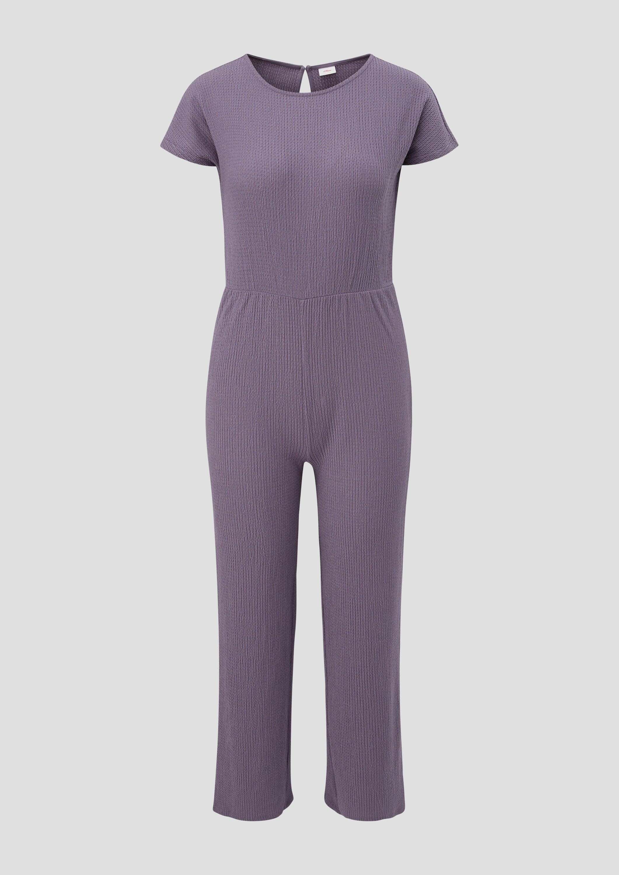 s.Oliver Jumpsuit Overall Jumpsuit aus Crêpe mit Wide Leg und Elastikbund