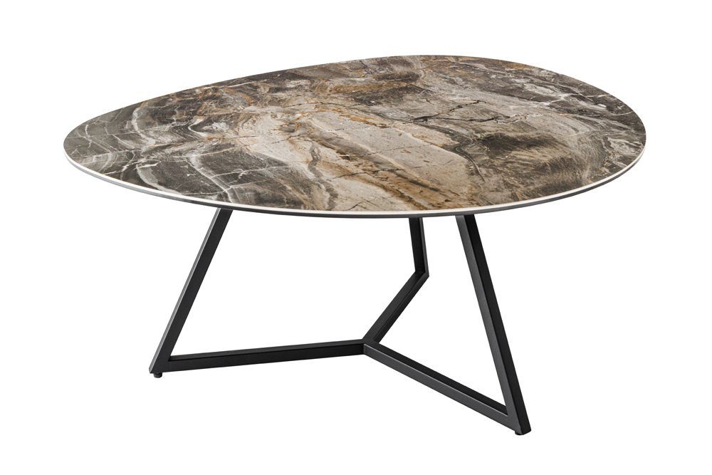 riess-ambiente Couchtisch MARVELOUS 90cm taupe / schwarz (Einzelartikel, 1-St), Wohnzimmer · Keramik · Glas · Metall · Marmor-Design