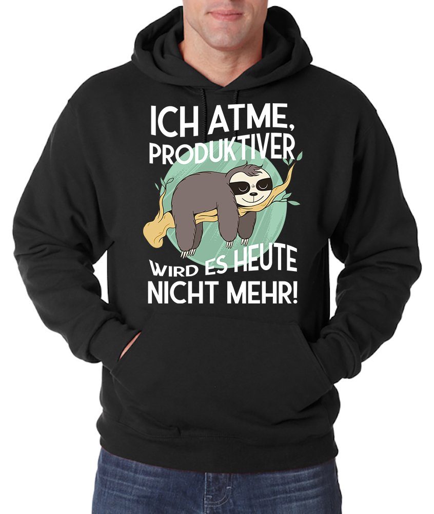 Youth Designz Kapuzenpullover Ich Atme, Produktiver wird es heute nicht mehr Herren Hoodie Pullover mit lustigem Faultier Frontprint