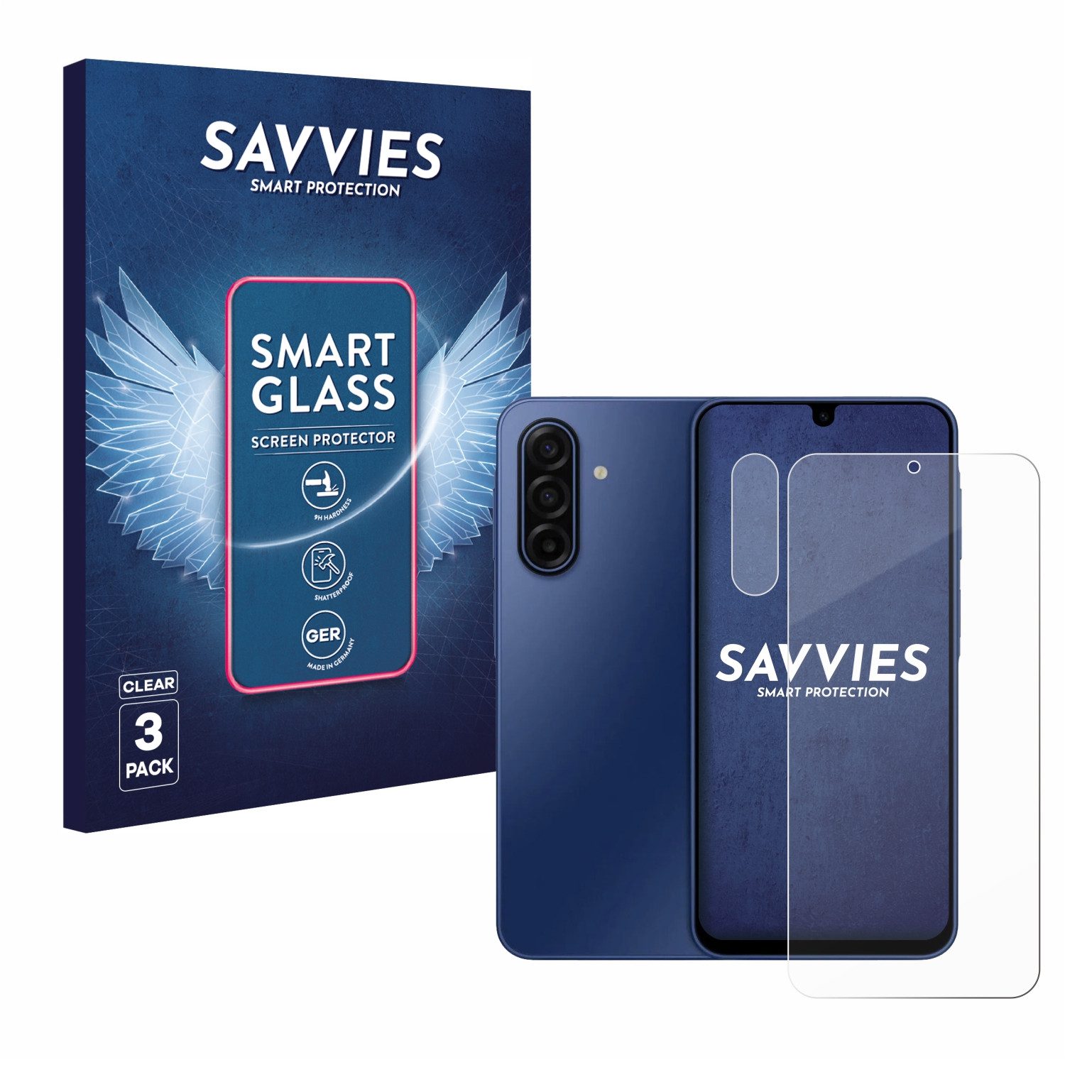 Savvies Displayschutzglas Schutzglas Panzer für Samsung Galaxy A17 5G (Display+Kamera), 3 Stück, Schutzfolie Display Schutz Glas Folie klar