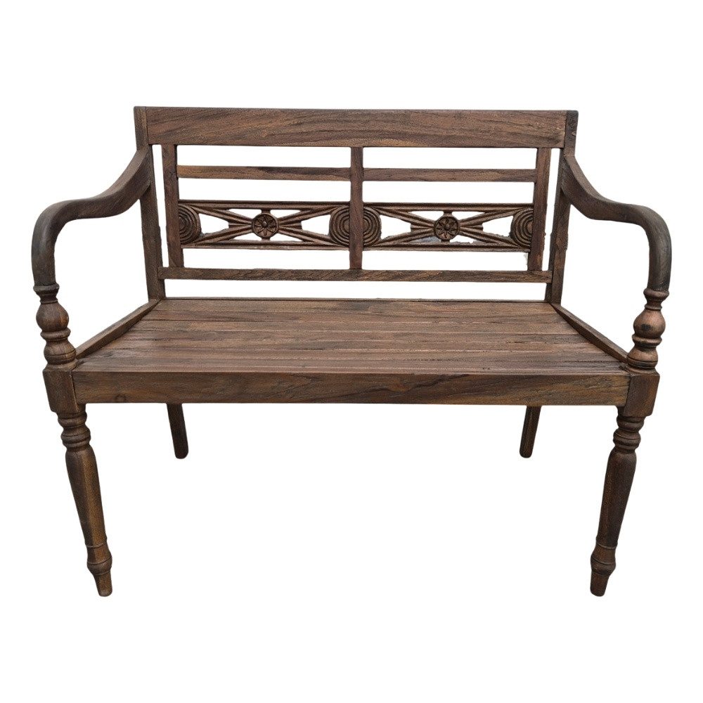 LebensWohnArt Sitzbank Massive Teakholz Sitzbank CHRISTOS 100cm brown Outdoor Gartenbank