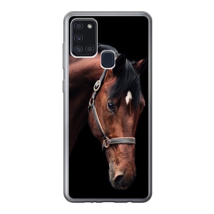 MuchoWow Handyhülle Pferd - Halfter - Braun Handyhülle Samsung Galaxy A21s Smartphone-Bumper Print Handy