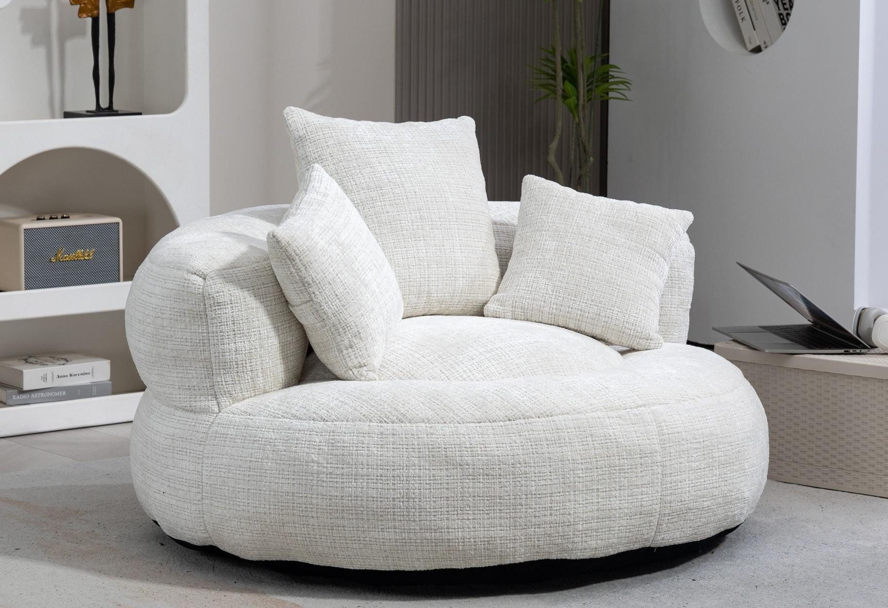 LVHOM Sitzsack 108x108x52cm Chenille Premium Sofa mit 3 extra Kopfkissen (K günstig online kaufen