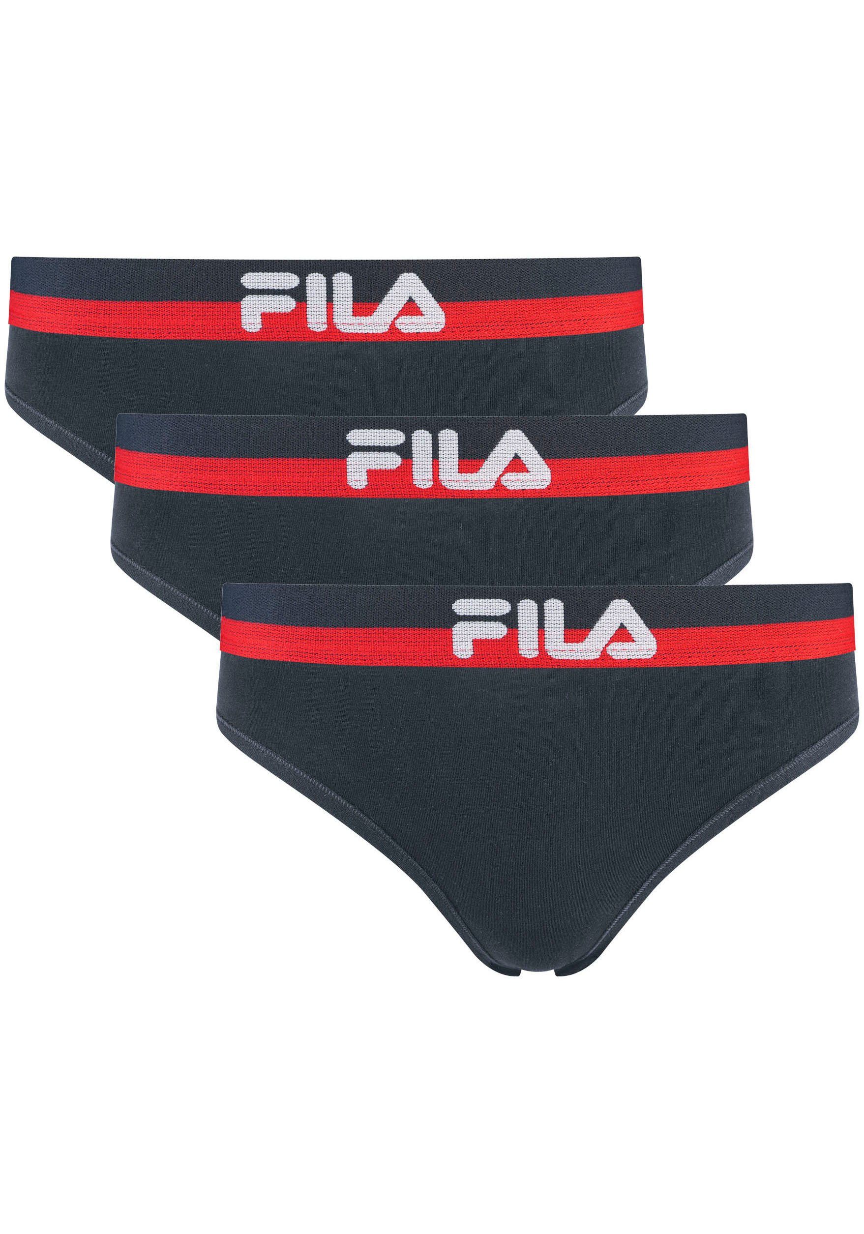 Woman (Packung, Logobund, Fila navy elastischem mit 3-St) Slip Culotte