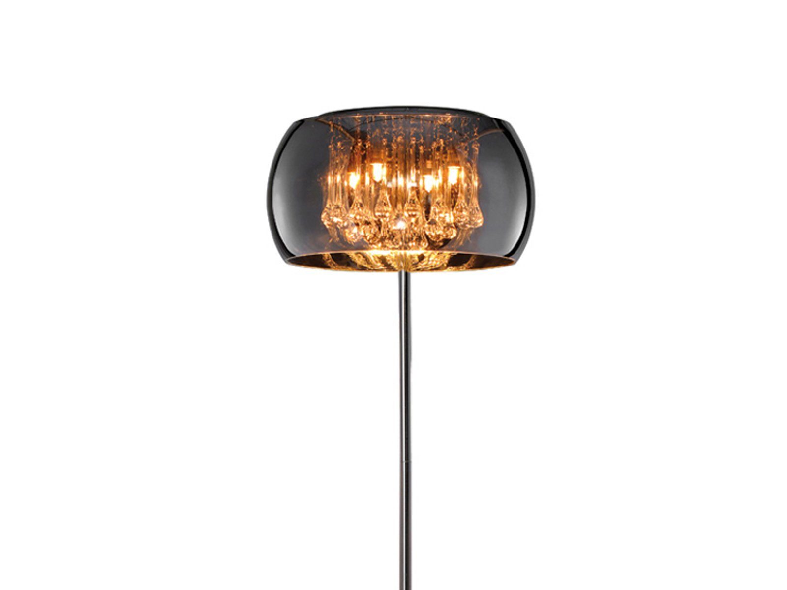 wechselbar, Warmweiß, mit LED Lampen-schirm, Silber Designer Kristall Stehlampe, LED meineWunschleuchte Rauch-glas modern Lampen