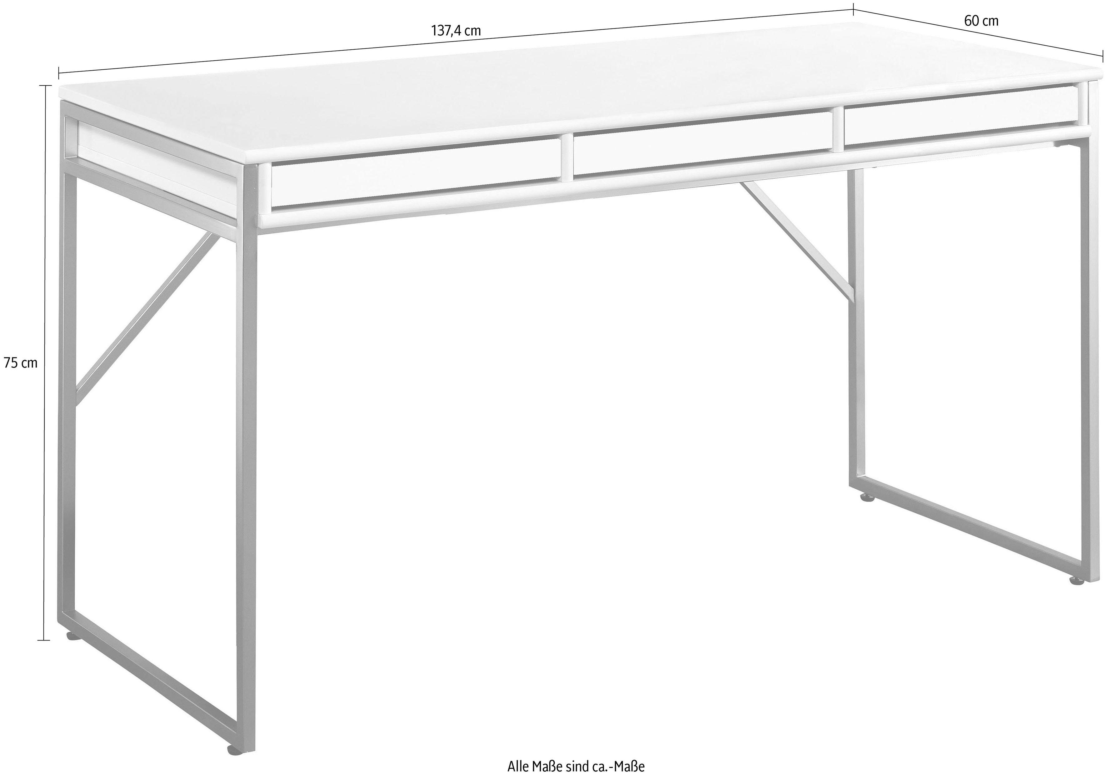 Bürotisch, cm, Gestell, Designmöbel Computertisch, Furniture B: Tisch, weiß Arbeitstisch, Hammel mit Mistral 137,4 Schreibtisch