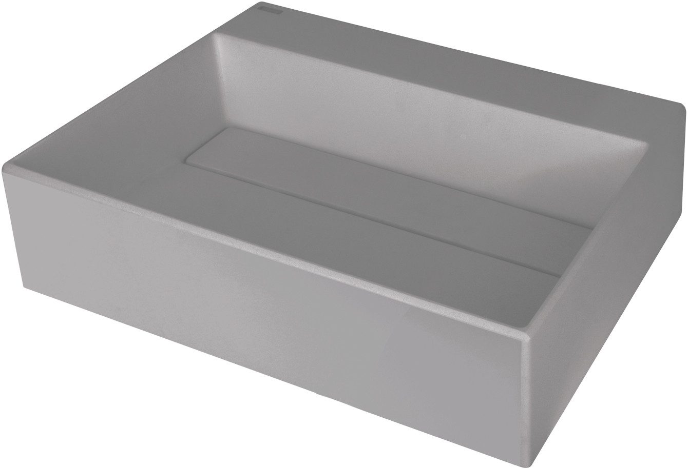 Deante Waschbecken Aufsatzwaschbecken Grau eckig Granitoptik mit verdecktem Ablauf (Komplett-Set)