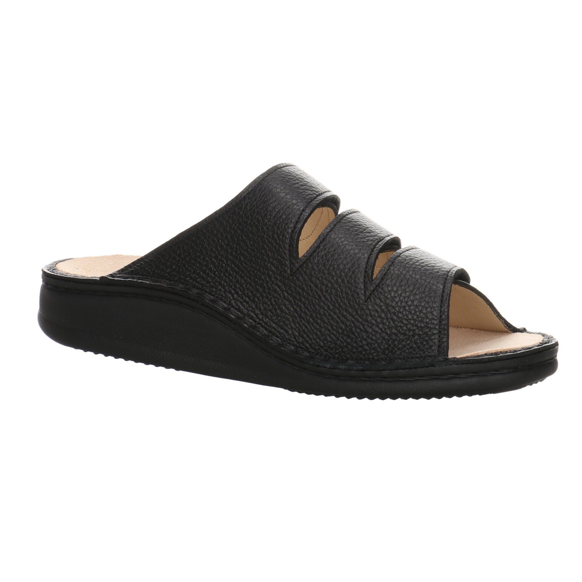 Korfu Finn Herren Pantolette Pantoletten schwarz Glattleder dunkel Hausschuh Comfort Sandalen