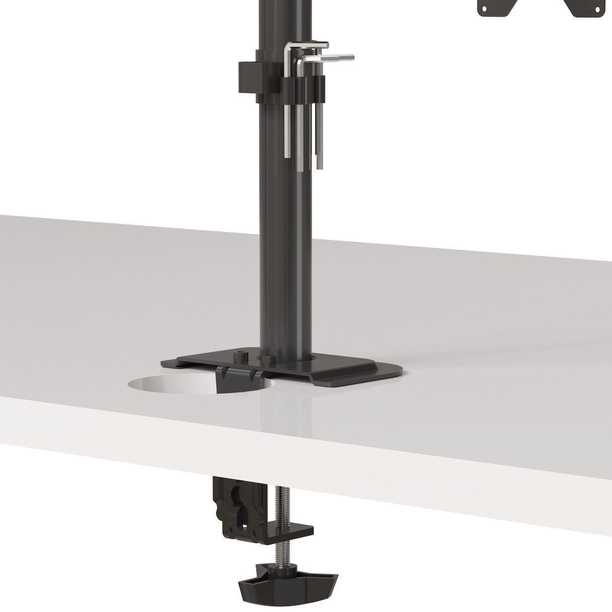 LMG Germany Monitor-Halterung Monitorhalterung mit Laptophalterung, 32 Zoll, max. 10 kg je Halterung, (bis 27 Zoll, Für Monitor & Laptop, VESA-kompatibel, 360° drehbar, höhenverstellbar)