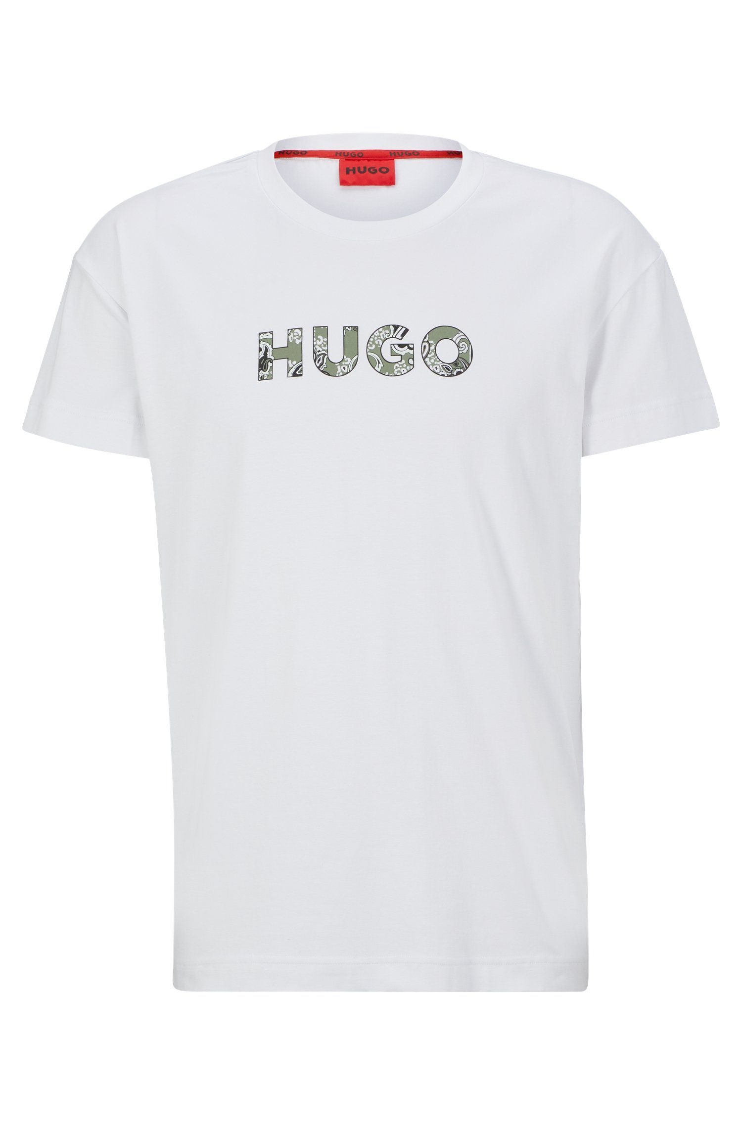 HUGO T-Shirt Paisley Paisley-Logodruck T-Shirt mit