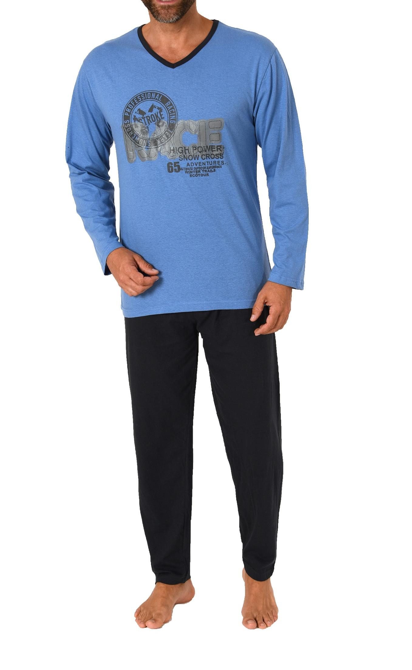 RELAX by Normann Pyjama Herren Pyjama langarm Schlafanzug in Optik - 212 10 901