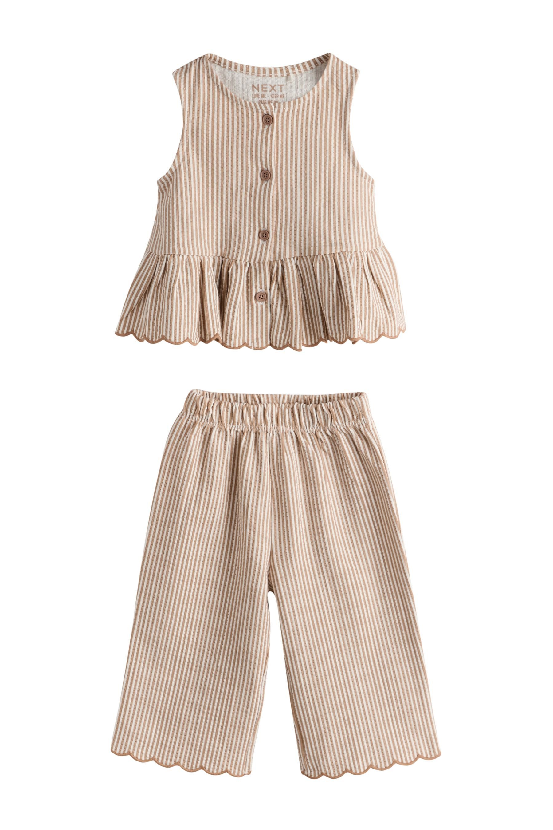 Top & Hose Trägertop mit Schößchen und Hose mit weitem Bein