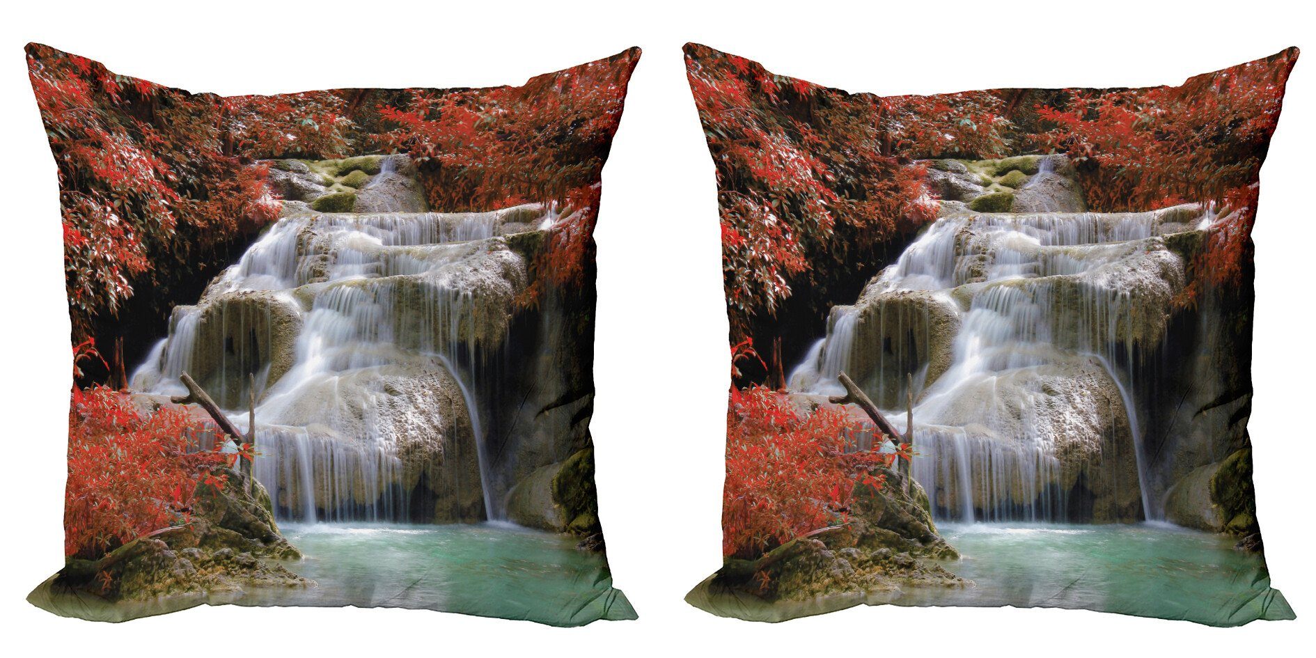 Kissenbezüge Accent Felsen Fall-Bäume Digitaldruck, Doppelseitiger Abakuhaus Stück), (2 mit Modern Landschaft
