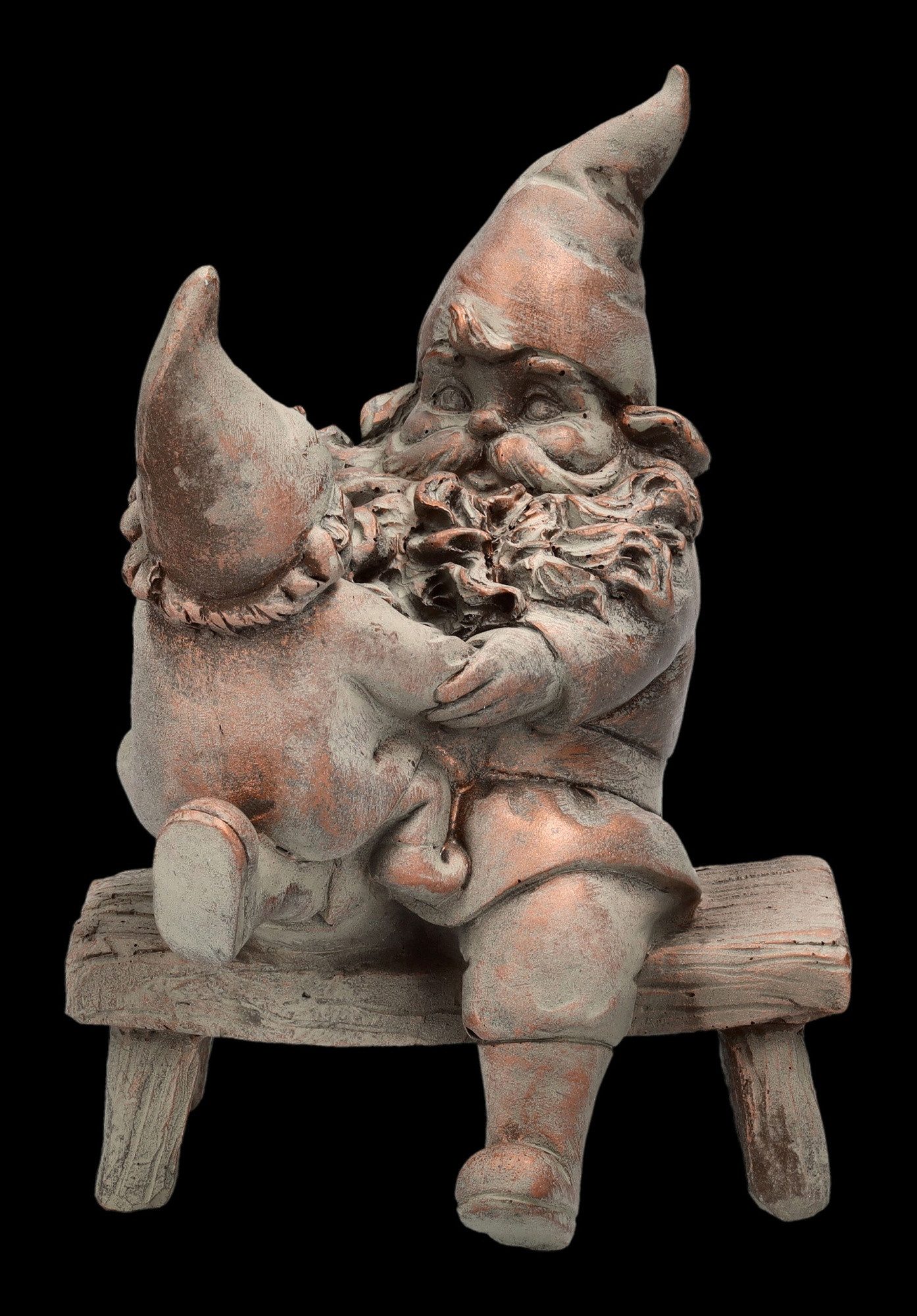 Figuren Shop GmbH Gartenzwerg Gartenzwerg Figur - Opa spielt mit Enkelin - Dekofigur Garten Zwerg