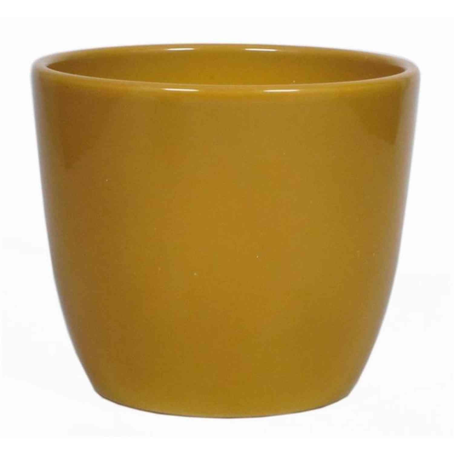 INNA-Glas Blumentopf Keramik Blumentopf, Ø7,5cm, 6cm, ockergelb