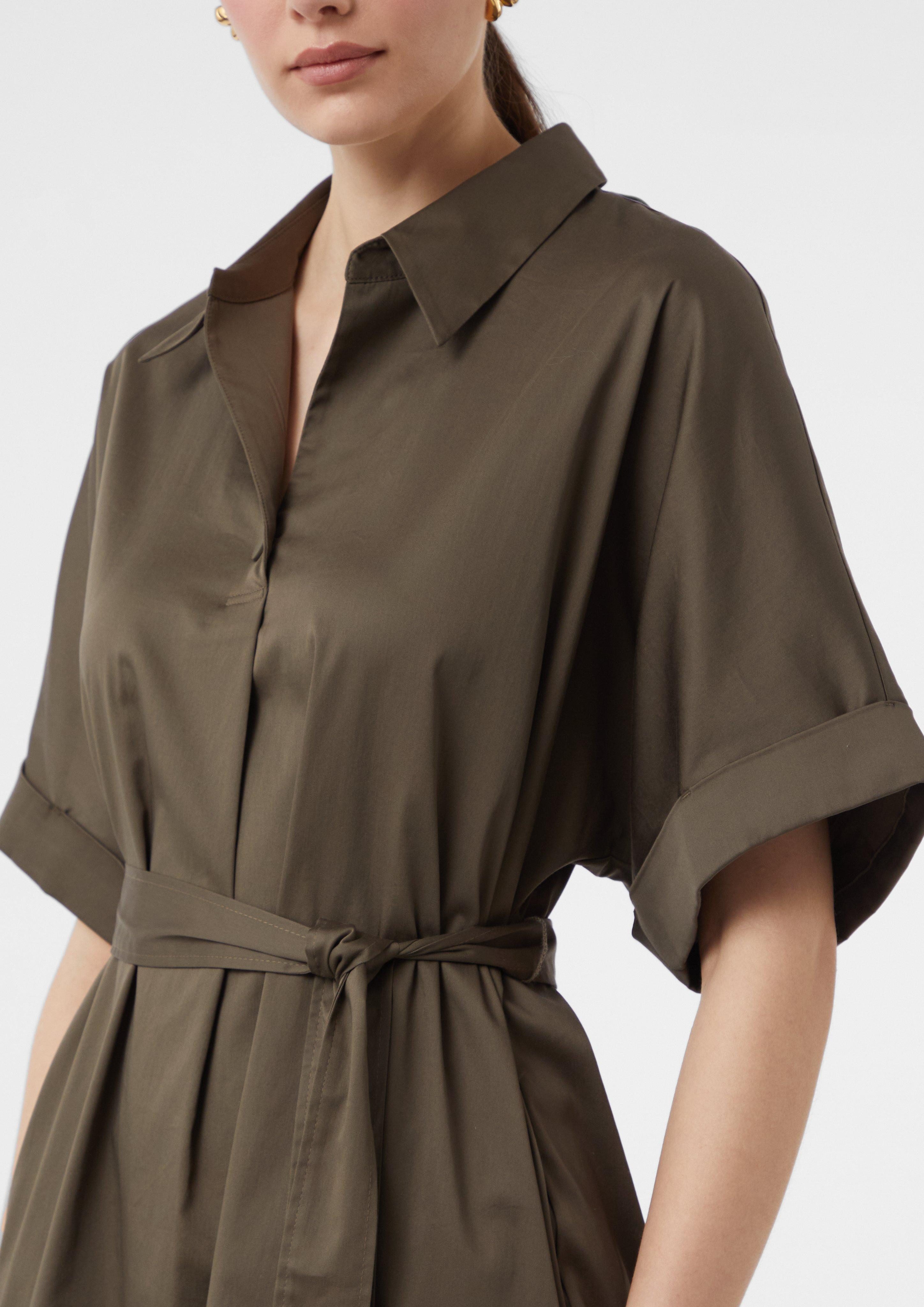 Comma Maxikleid Midi-Hemdblusenkleid aus Baumwollmix günstig online kaufen