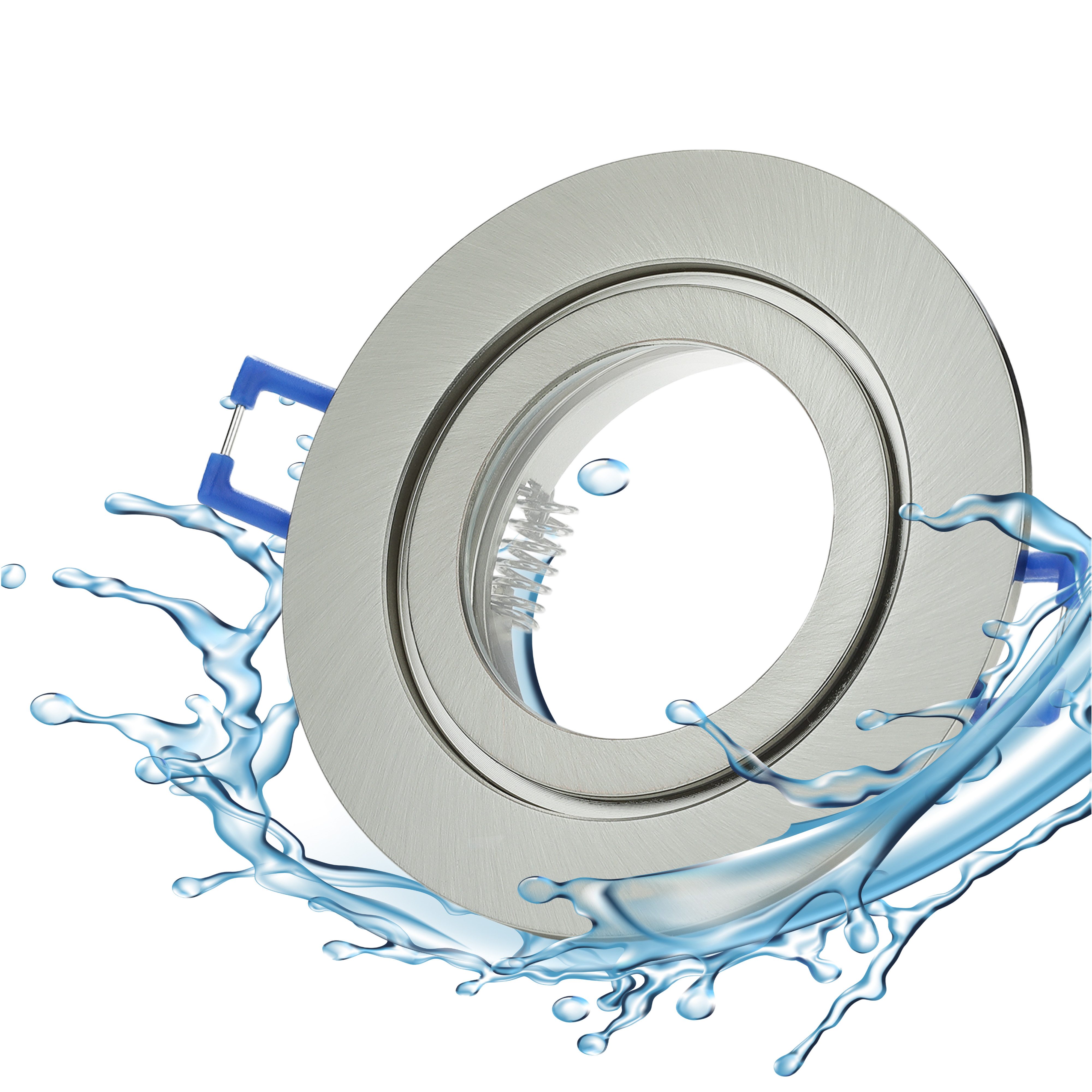 Sweet LED Deckenspot Chrom‑Gebürstet IP44 Aluminium Einbauspots Bad 230 V GU10, ohne Leuchtmittel, LED Deckenleuchte, Einbaustrahler, Deckenlampe