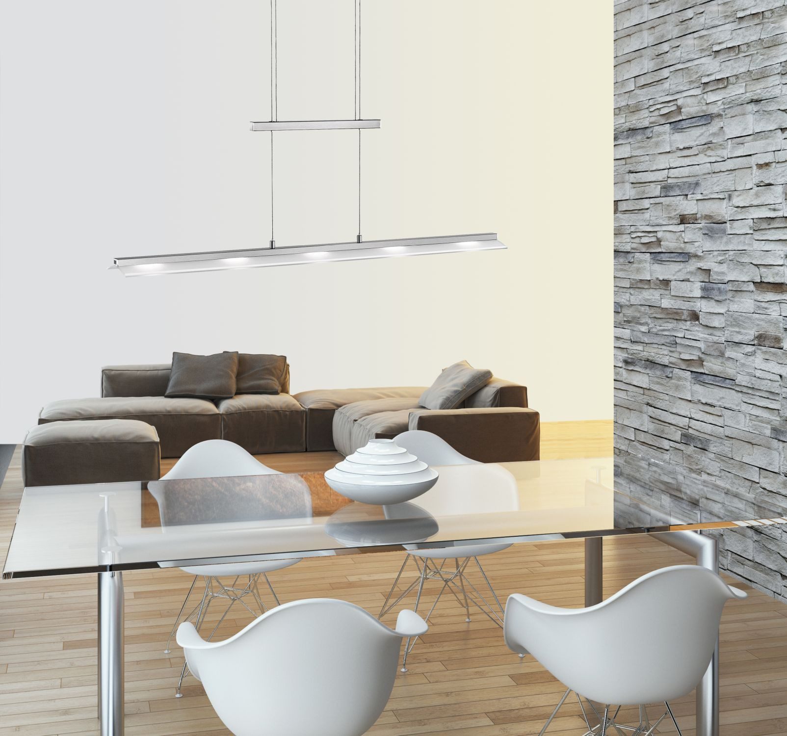 Licht-Erlebnisse Pendelleuchte FLARDA, LED fest integriert, Metall LED H: max. 160 cm Stahl eckig warmweiß 2700-5000 K 450 lm