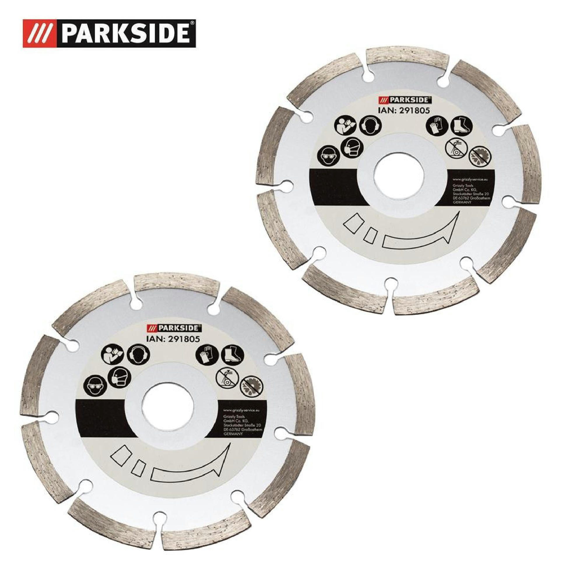 Grizzly Tools Diamanttrennscheibe Mauernutfräse Diamanttrennscheibe 2 Stück für PMF 1350, 1500, Ø 125 mm, (2-tlg), Bohrung 22,23 mm