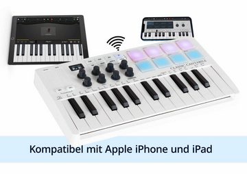 Classic Cantabile Keyboard M25-AIR Wireless MIDI Controller - kompatibel zu Apple iPhone & iPad, (Inkl. USB-Kabel USB-A -> USB-B), LED-beleuchtete Pads