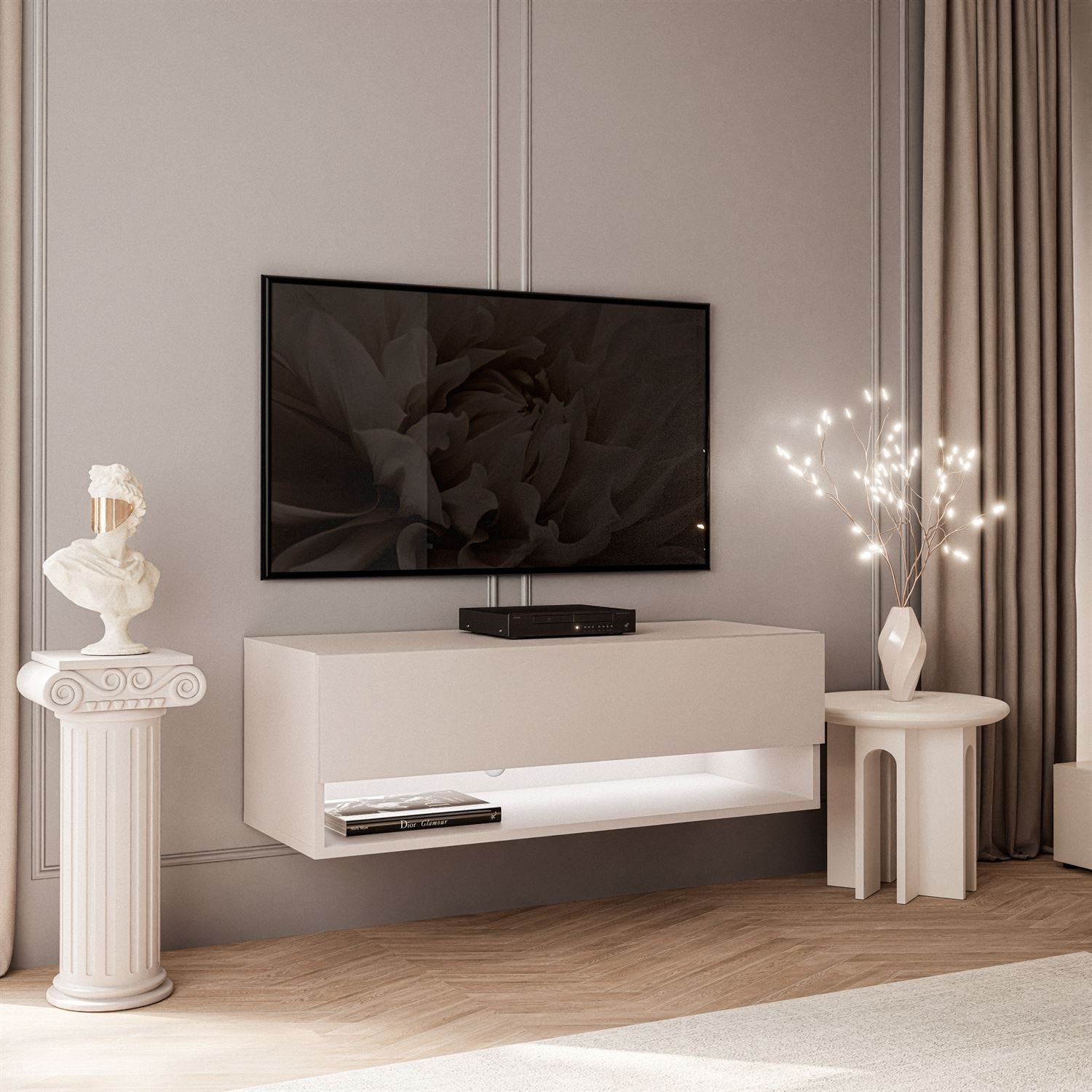 Lookway Lowboard CALANTE 90 cm RTV Hängeschrank mit LED-Beleuchtung günstig online kaufen