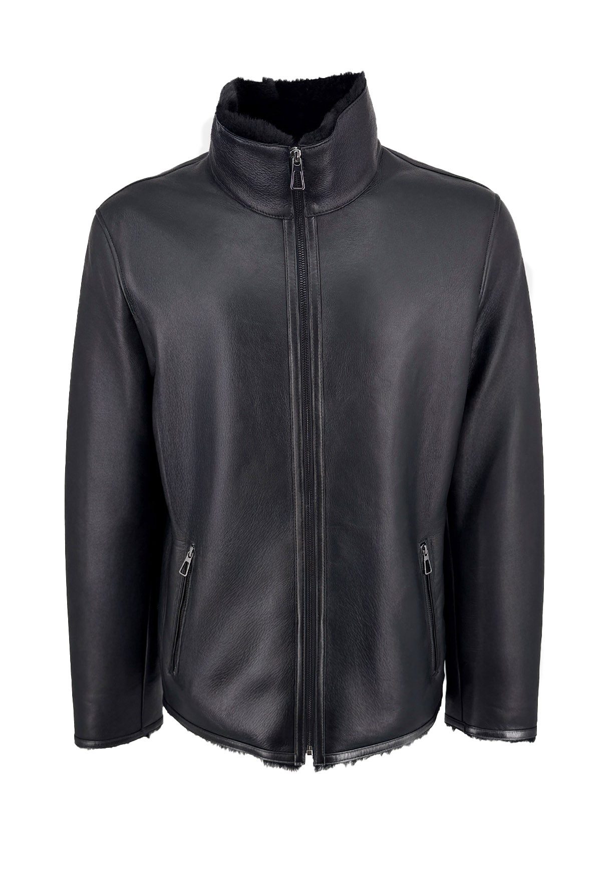 Hollert Winterjacke Herren Lammfelljacke Andre Schwarz Echtleder