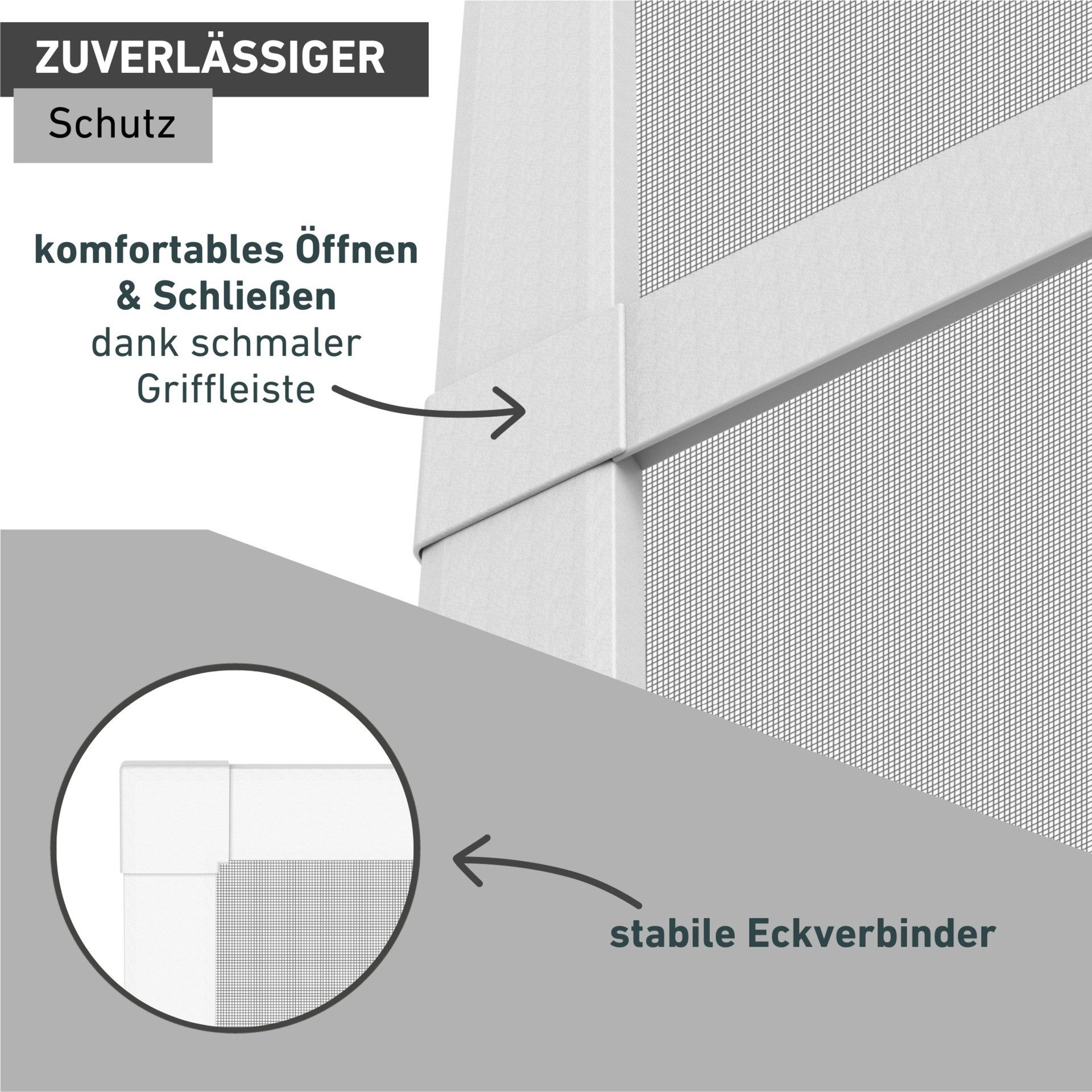Windhager Insektenschutz-Tür Basic für Balkon- und Terrassentüren, Fliegengitter Alu Rahmentür, (Packung, 1-St), Insektenschutz zum bohren, Schwingtür 100 x 210 – Bild 4 von 5