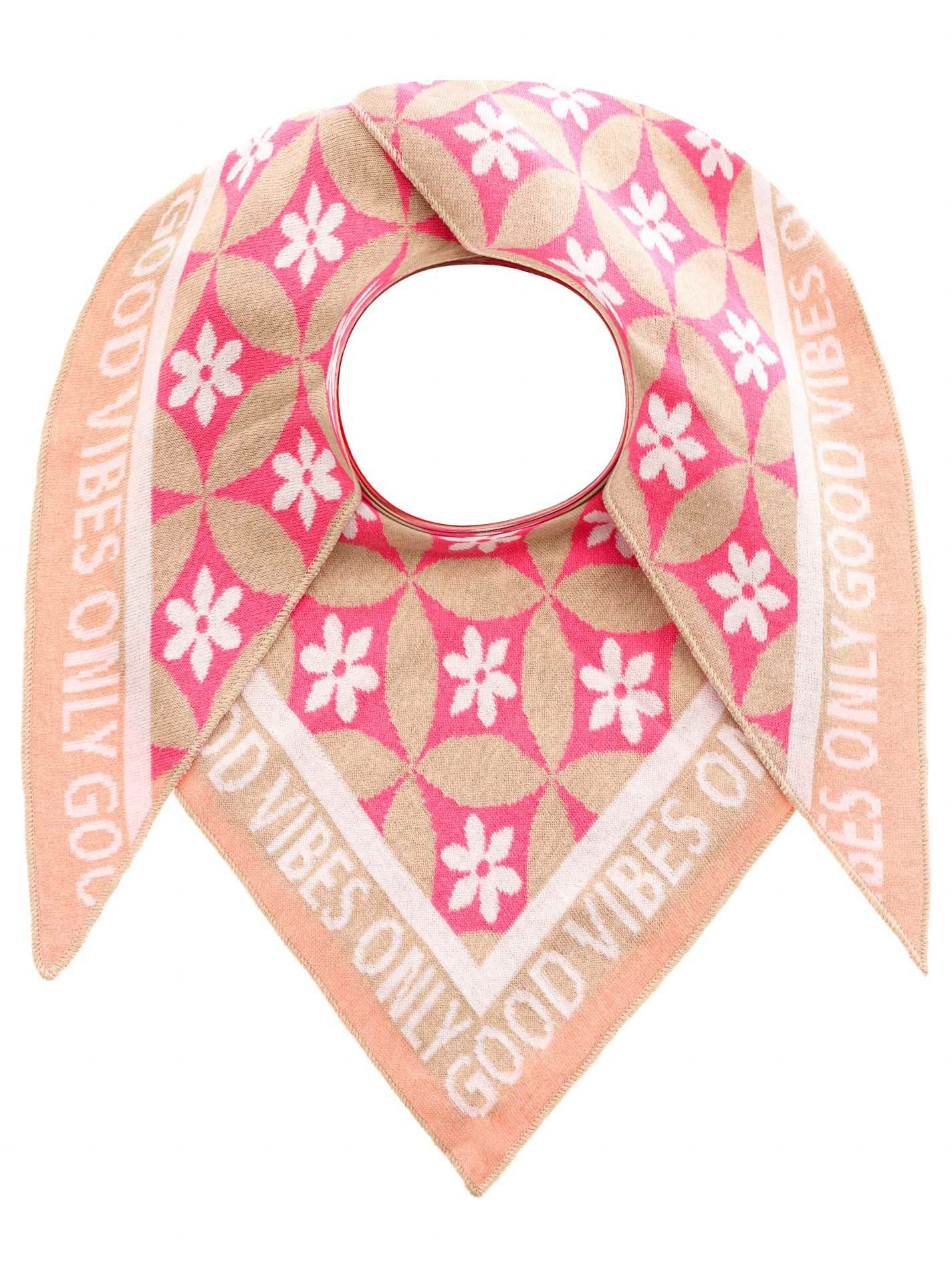 Zwillingsherz Dreieckstuch "Luxury Vibes", Feinstrick, Blumenmotiv, Statement, wärmend