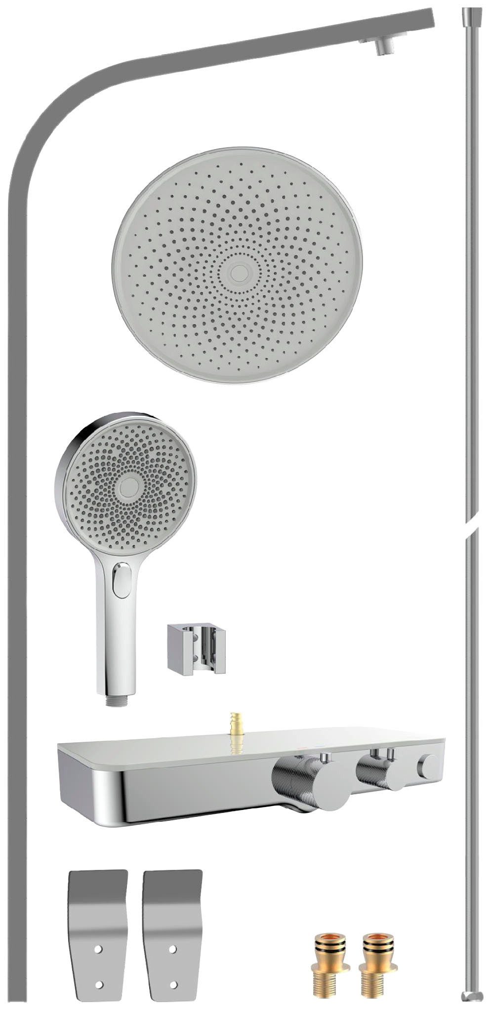 Schütte Duschsäule SAMOA RAIN, 3 Glasablage, verschiedenen mit Regendusche 3 und in Funktionen Ausführung mit Handbrause Strahlart(en), Thermostat erhältlich