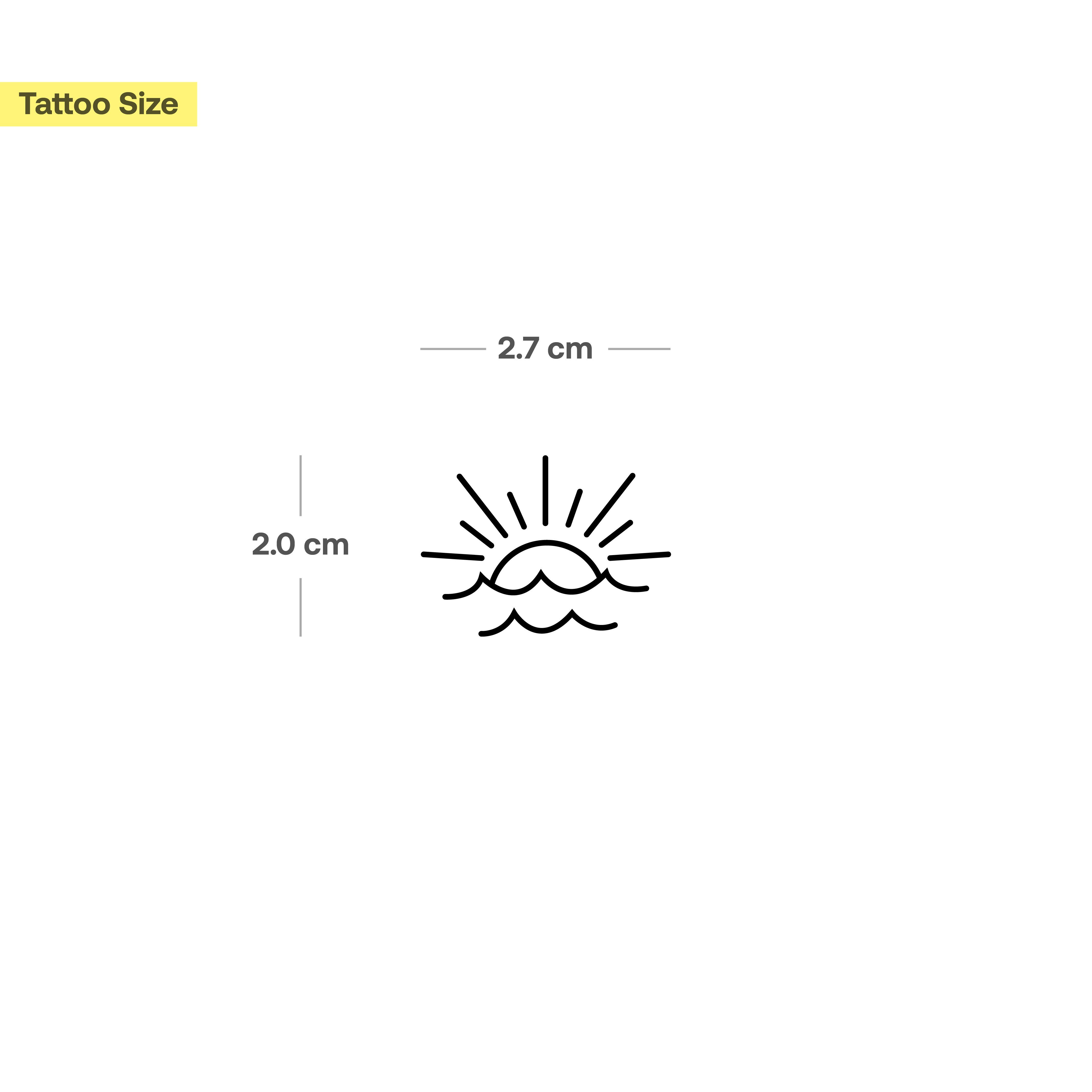 Inkster Schmuck-Tattoo Sonne und Wellen Tattoo, wasserfestes temporäres Tattoo, 2 Wochen Halt