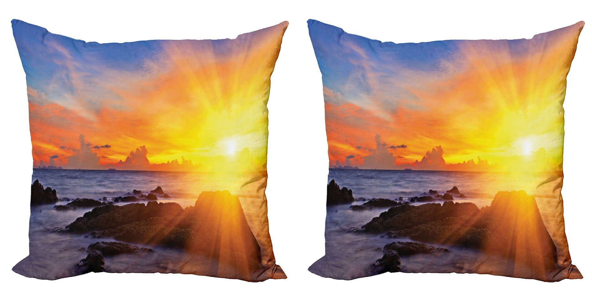 Sonnenuntergang-Himmel Digitaldruck, Kissenbezüge Bunte Abakuhaus Tropisch Accent (2 Doppelseitiger Stück), Modern