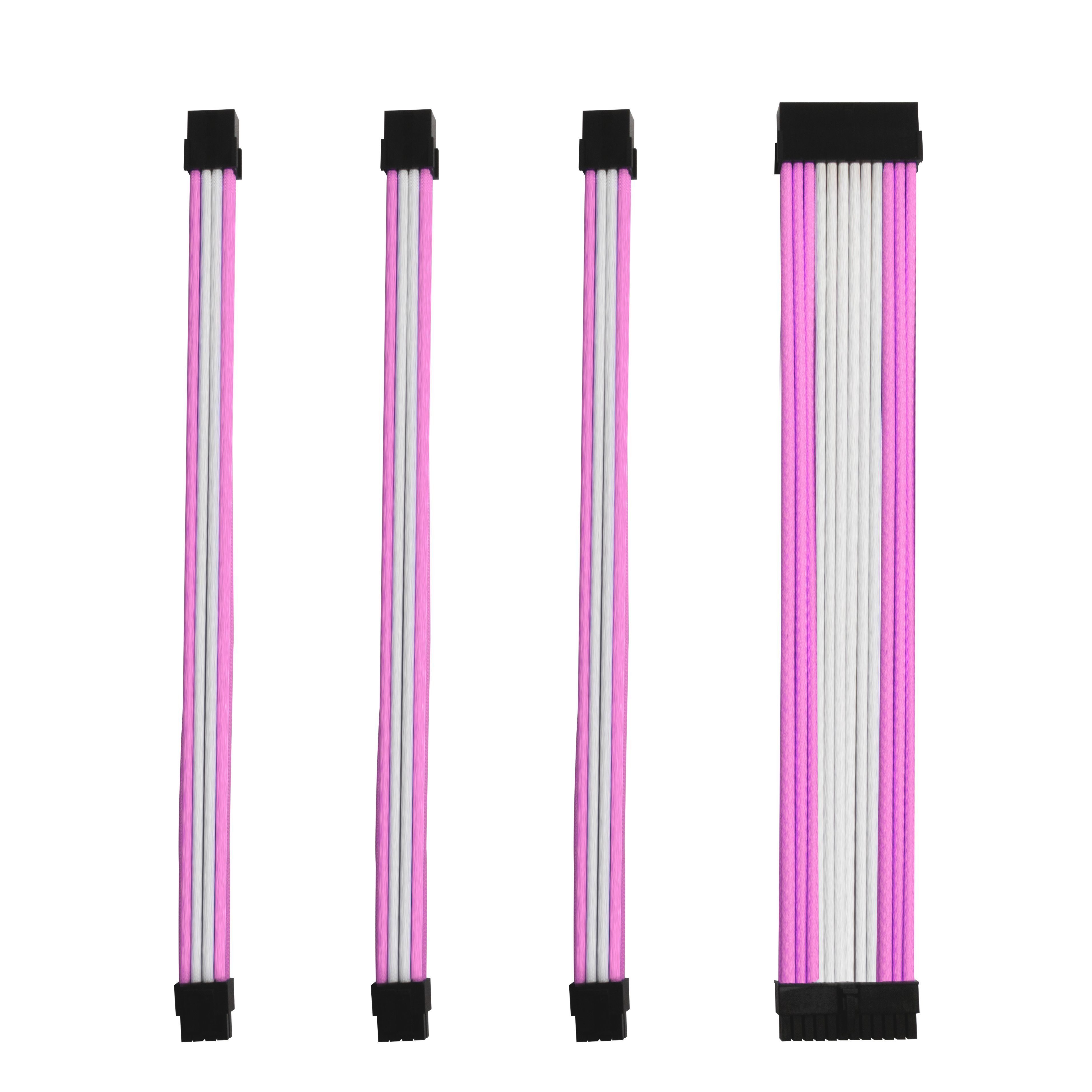ONE GAMING Kabel-Sleeve-Set - Pink/Weiß - ONE GAMING Computer-Kabel