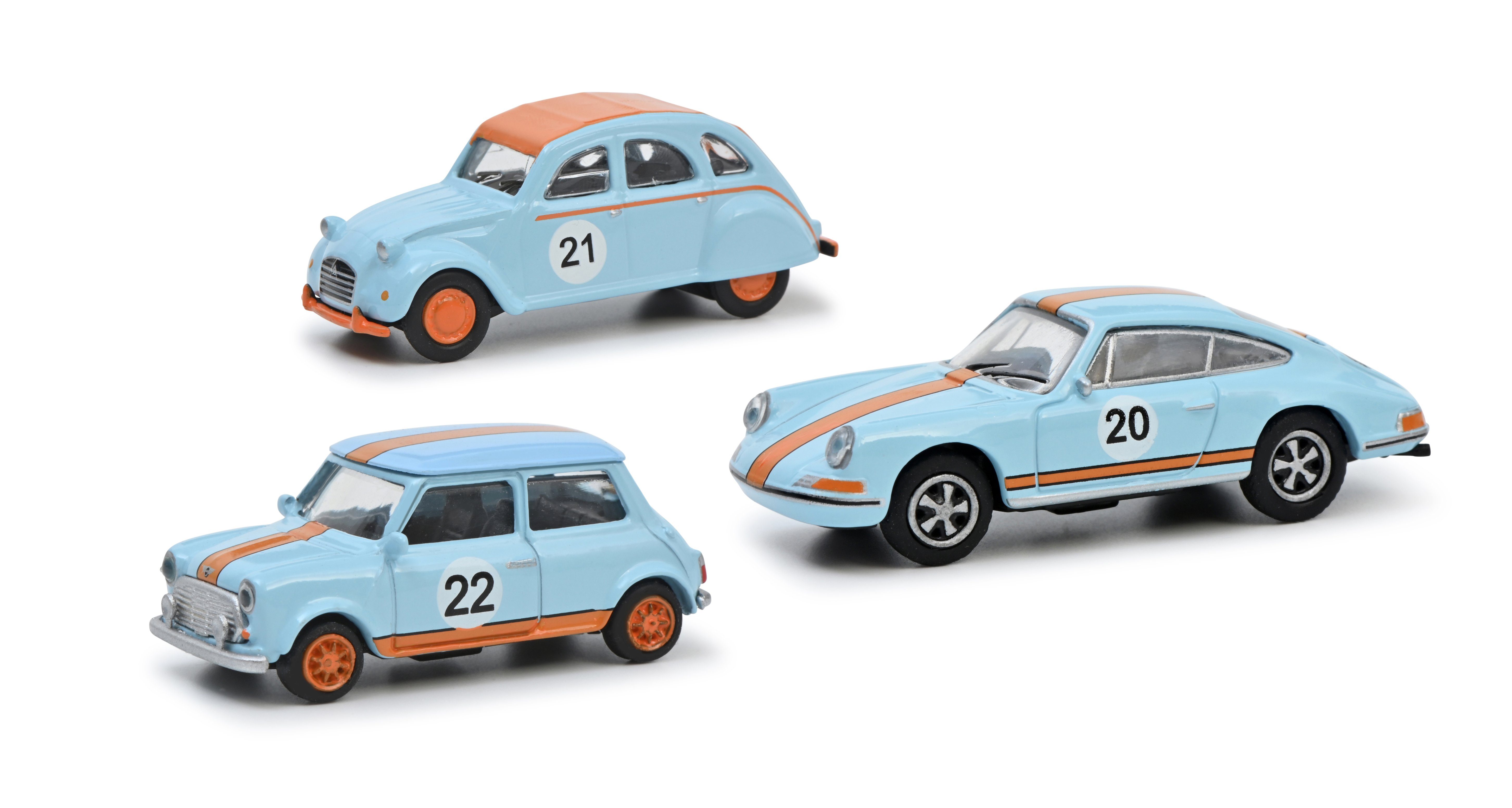 Modellauto 452671600 Schuco 3er Set: Vintage Racing Gulf 1:87
