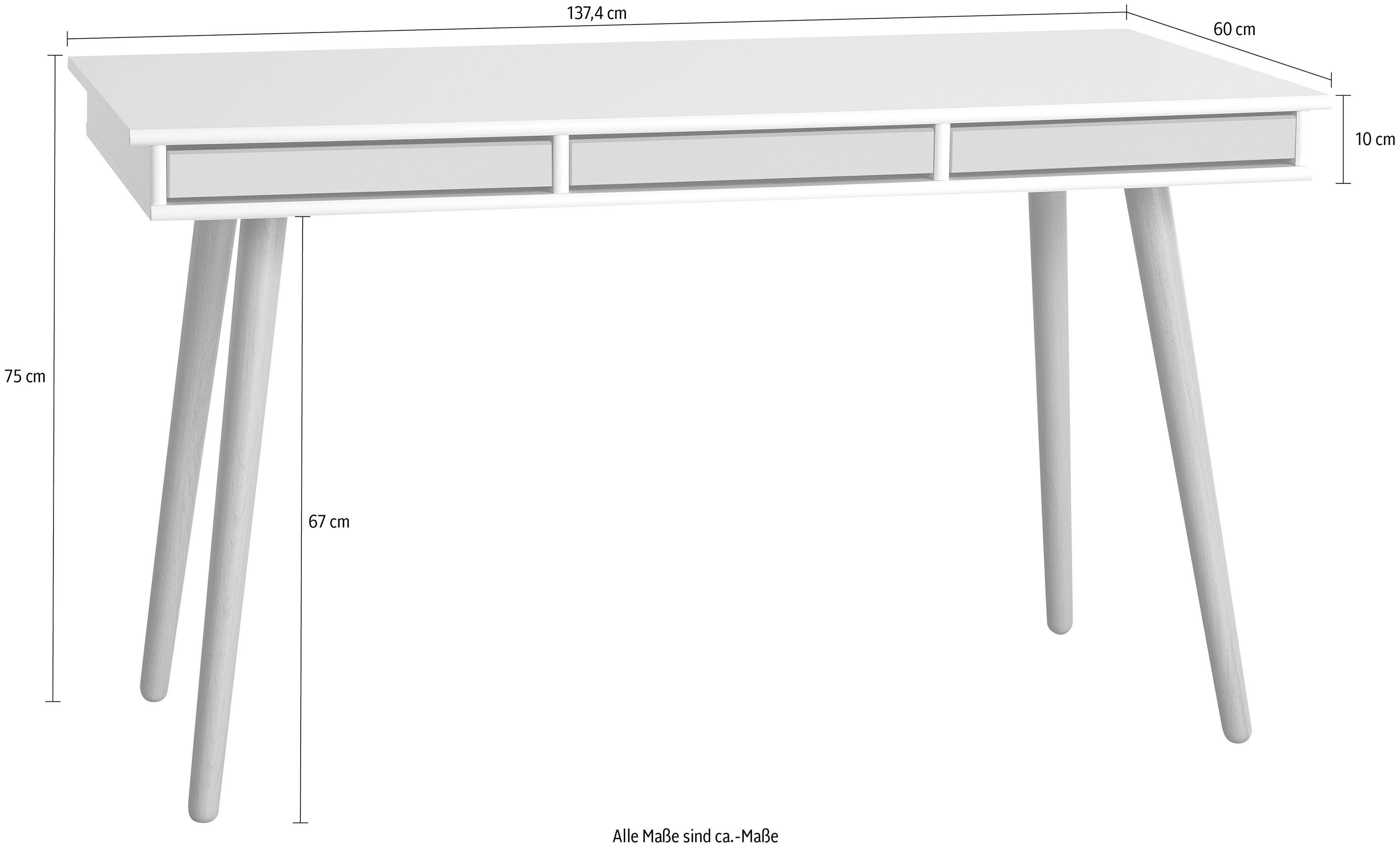 Hammel Furniture Mistral Computertisch, Designmöbel Bürotisch, Tisch, Arbeitstisch, Holzbeinen, B: Schreibtisch cm, 137,4 beige