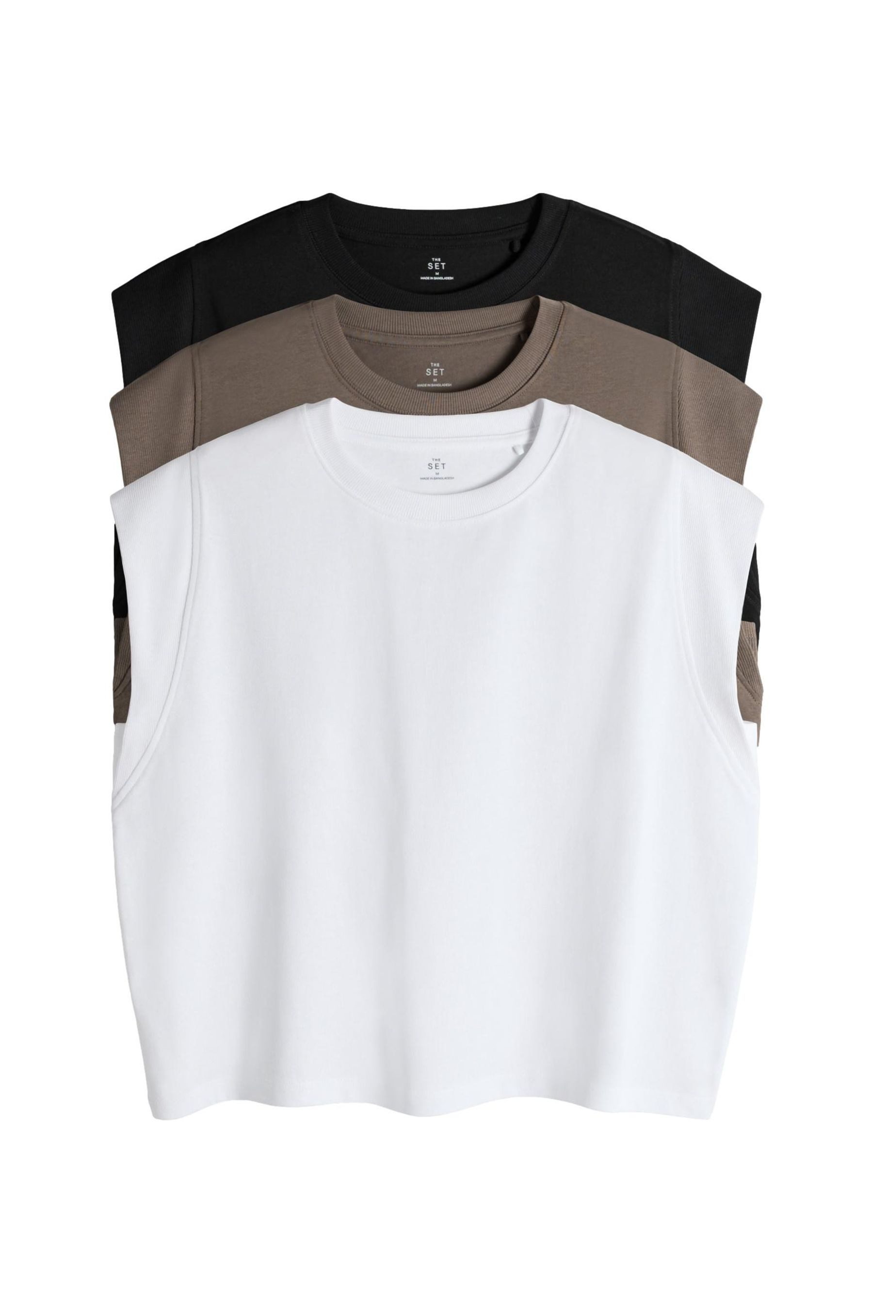 The Set T-Shirt The Set gerippte T-Shirts, 3er-Pack (3-tlg) günstig online kaufen