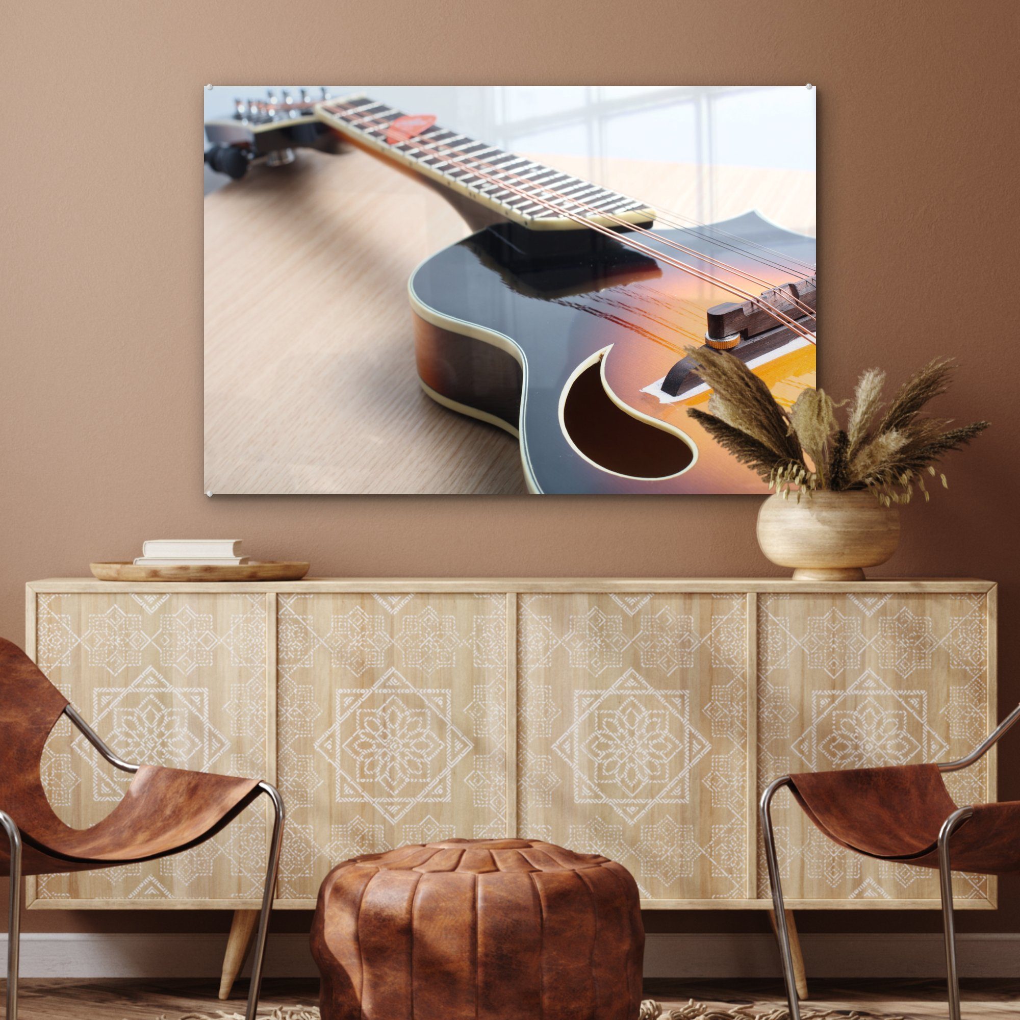 St), (1 Acrylglasbild auf Holzboden, Acrylglasbilder Schlafzimmer Wohnzimmer einem E-Gitarre Eine & MuchoWow