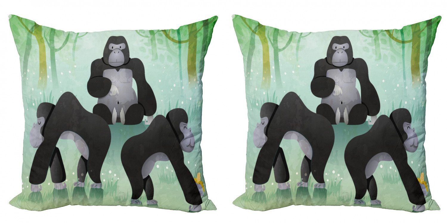 Kissenbezüge Modern Accent Doppelseitiger Digitaldruck, Abakuhaus (2 Stück), Gorilla Chunky Waldtiere