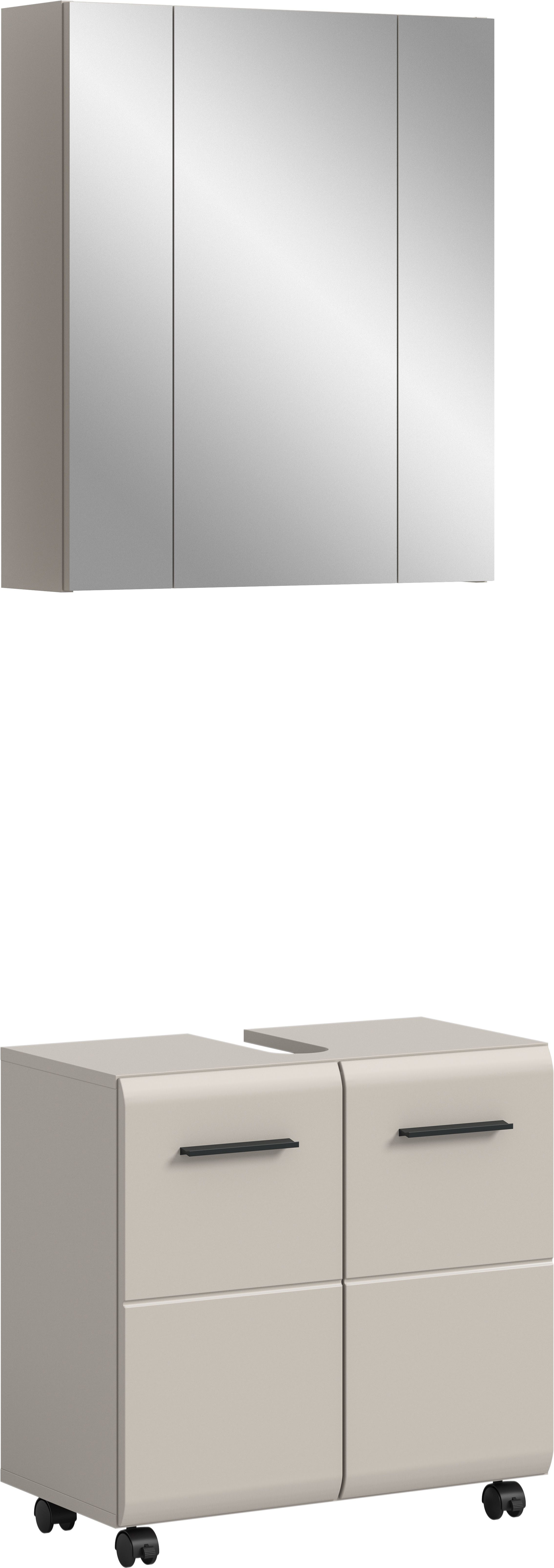 INOSIGN Badmöbel-Set FLORENZ, 2-tlg. Bad-Kombination, hochwertige MDF-Front, (3-St., best. aus: 1 Spiegelschrank, 1 Waschbeckenunterschrank), Bad-Kombination, Bad-Möbel, Badezimmer, Kombination, Kombi