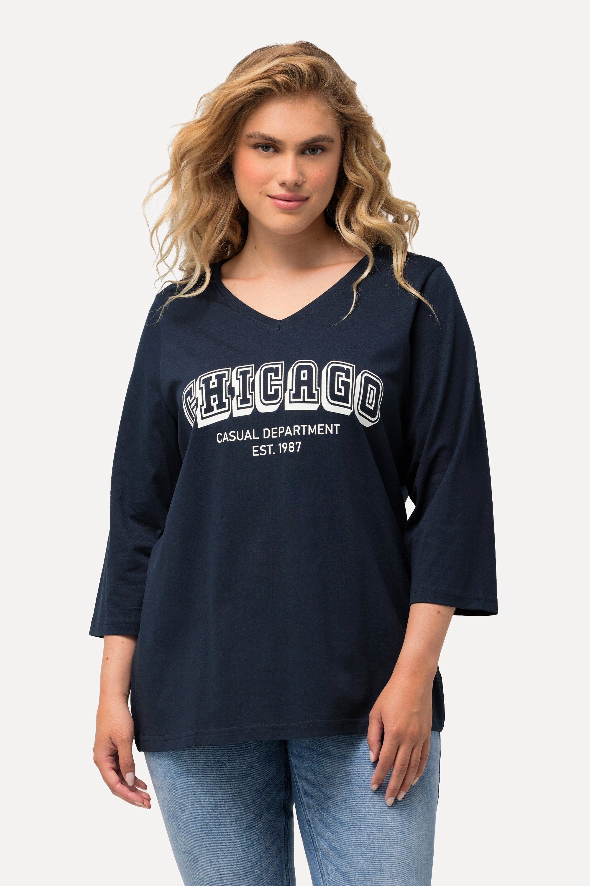 Ulla Popken T-Shirt Shirt Stadtname V-Ausschnitt günstig online kaufen