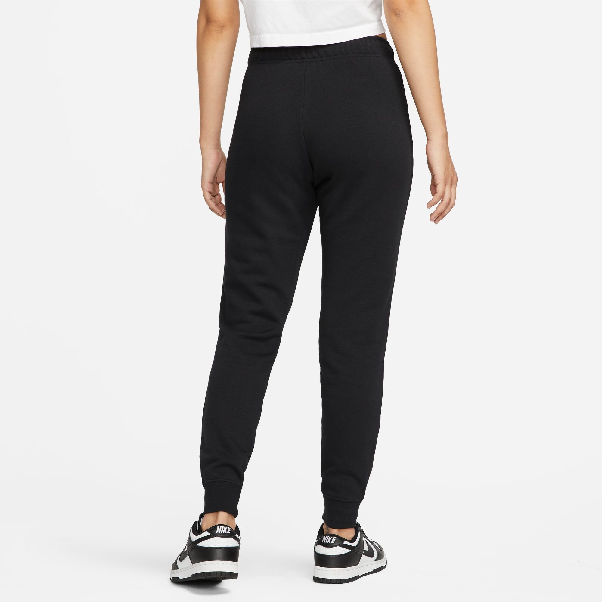 Club Fleece Slim Jogginghose BLACK/WHITE Sportswear Mid-Rise Women's Nike Joggers