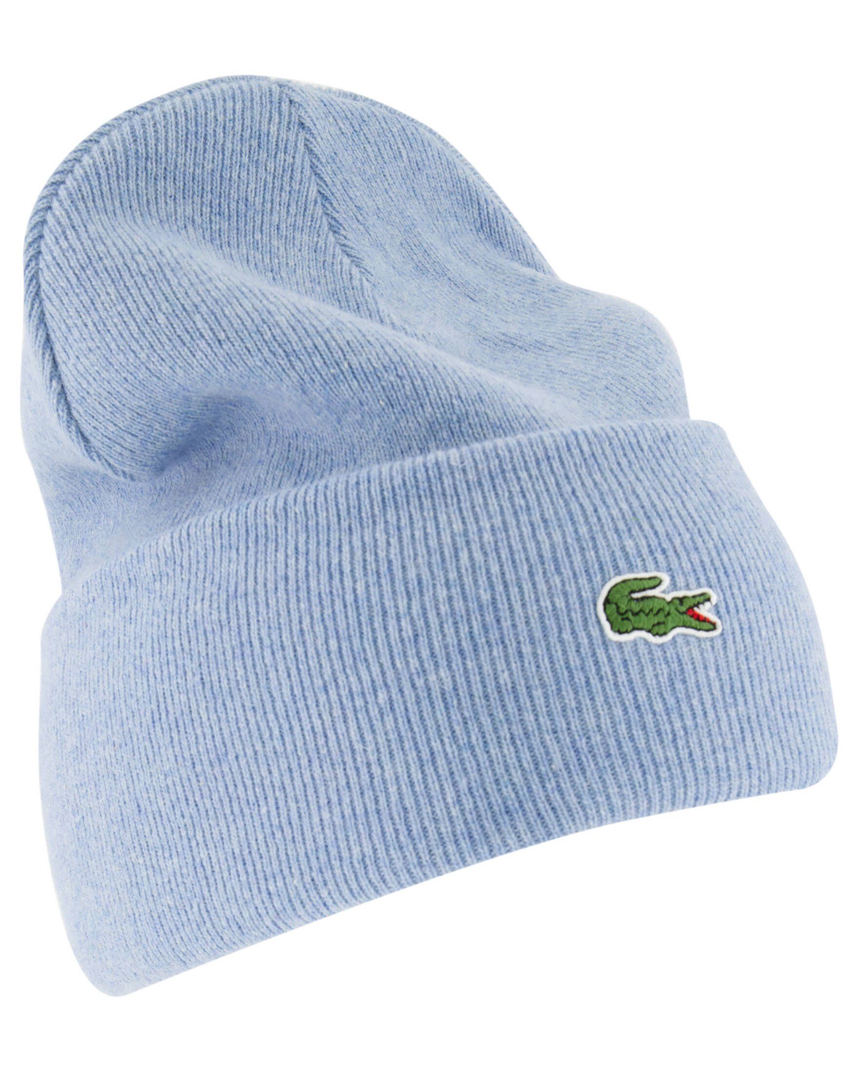 Lacoste Beanie Strickmütze WOOL BEANIE mit Wolle, Aufgesticktes  Krokodillogo vorne