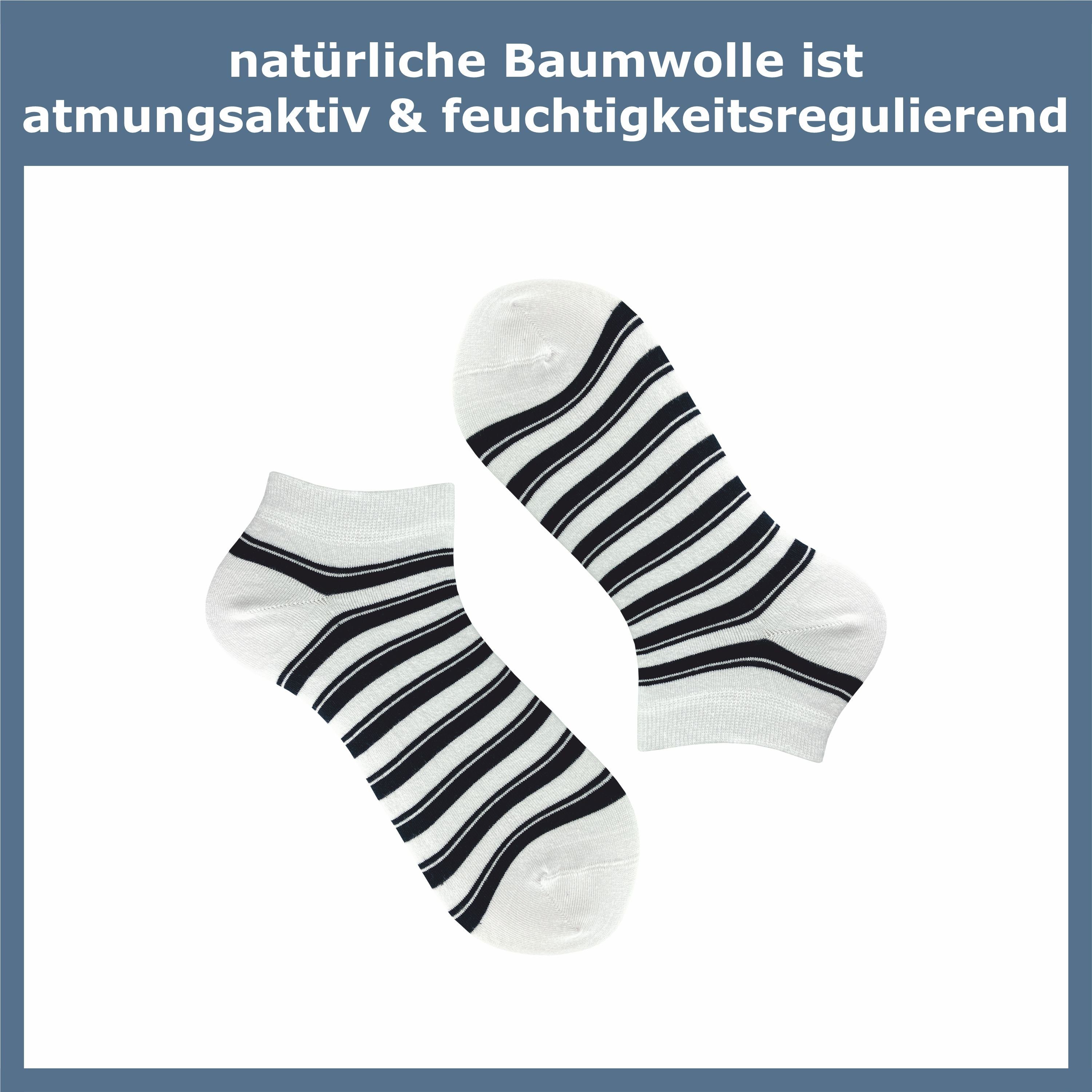 kurze 2 - bunte Ringel Maschenbild - Baumwollanteil & Extra Paar) - Farbig (6 mit absolut Muster hohem für Socken GAWILO Herren feines Damen blickdicht Sneakersocken