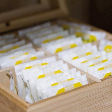 Livepac Office Teebox Teeaufbewahrungsbox aus Bambus mit Glasdeckel für 40 Teebeutel