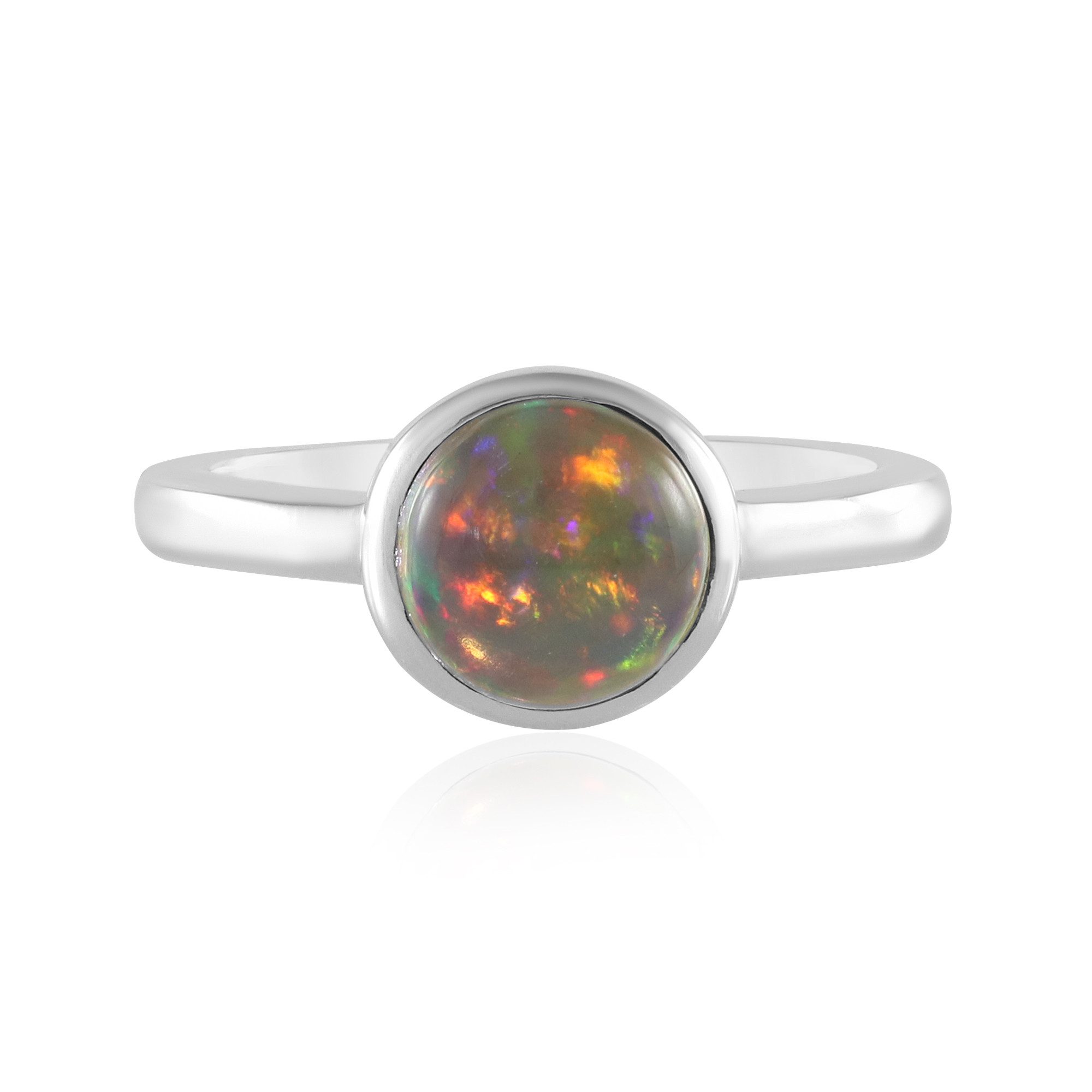 Cavill Solitärring Sterlingsilberring mit 0,72 ct Mezezo-Opal rund, Platin besch. (1-tlg)